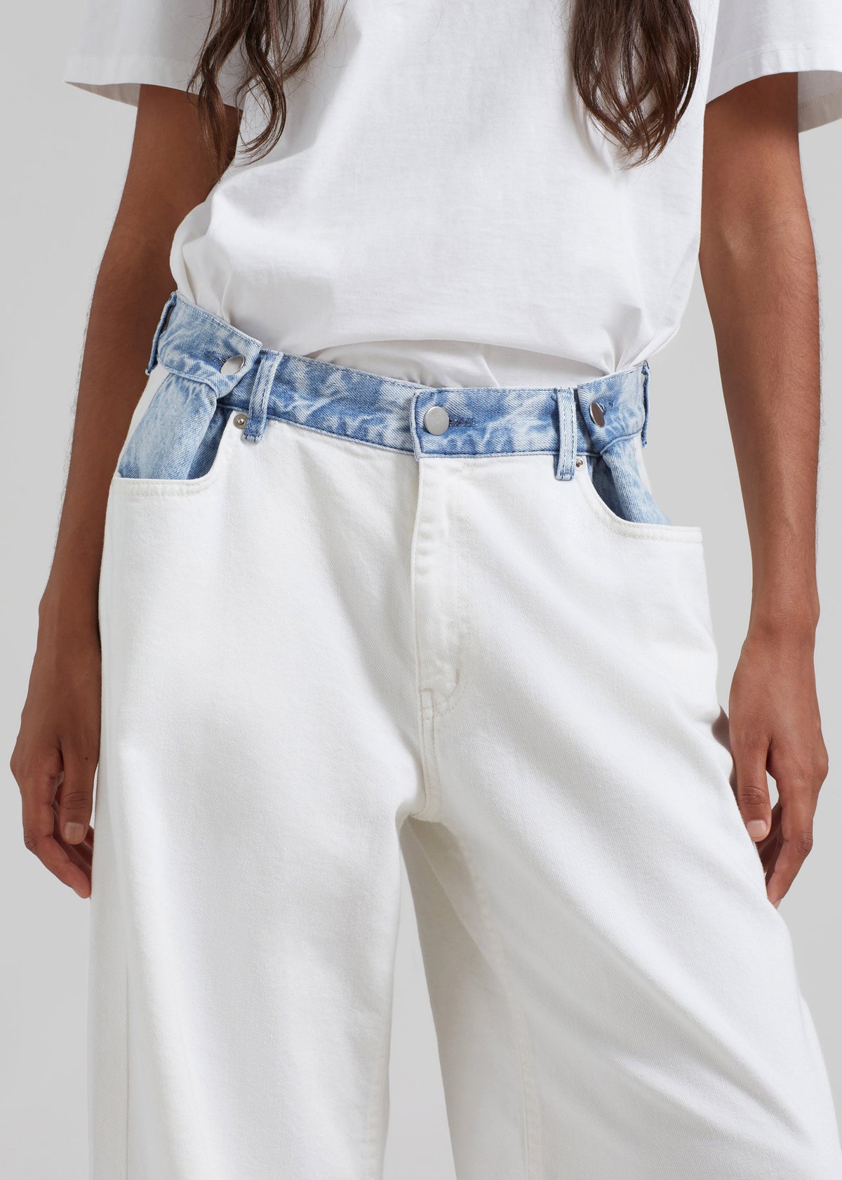 Hayla Contrast Denim Pants - Off White/Blue – view 8 of 11