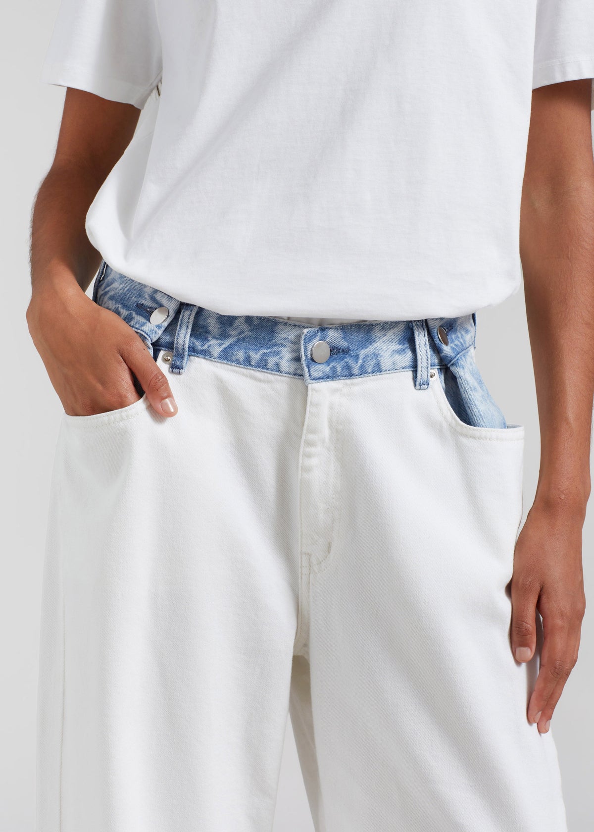 Hayla Contrast Denim Pants - Off White/Blue – view 3 of 11