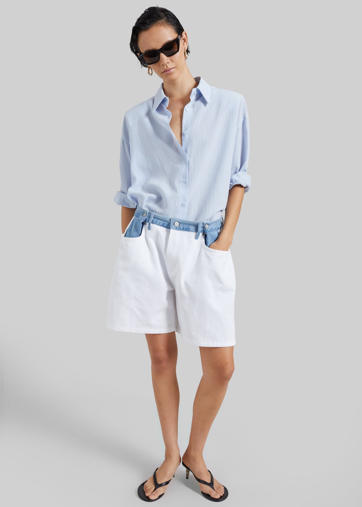 Hayla Contrast Denim Shorts - Off White/Blue – view 9 of 11