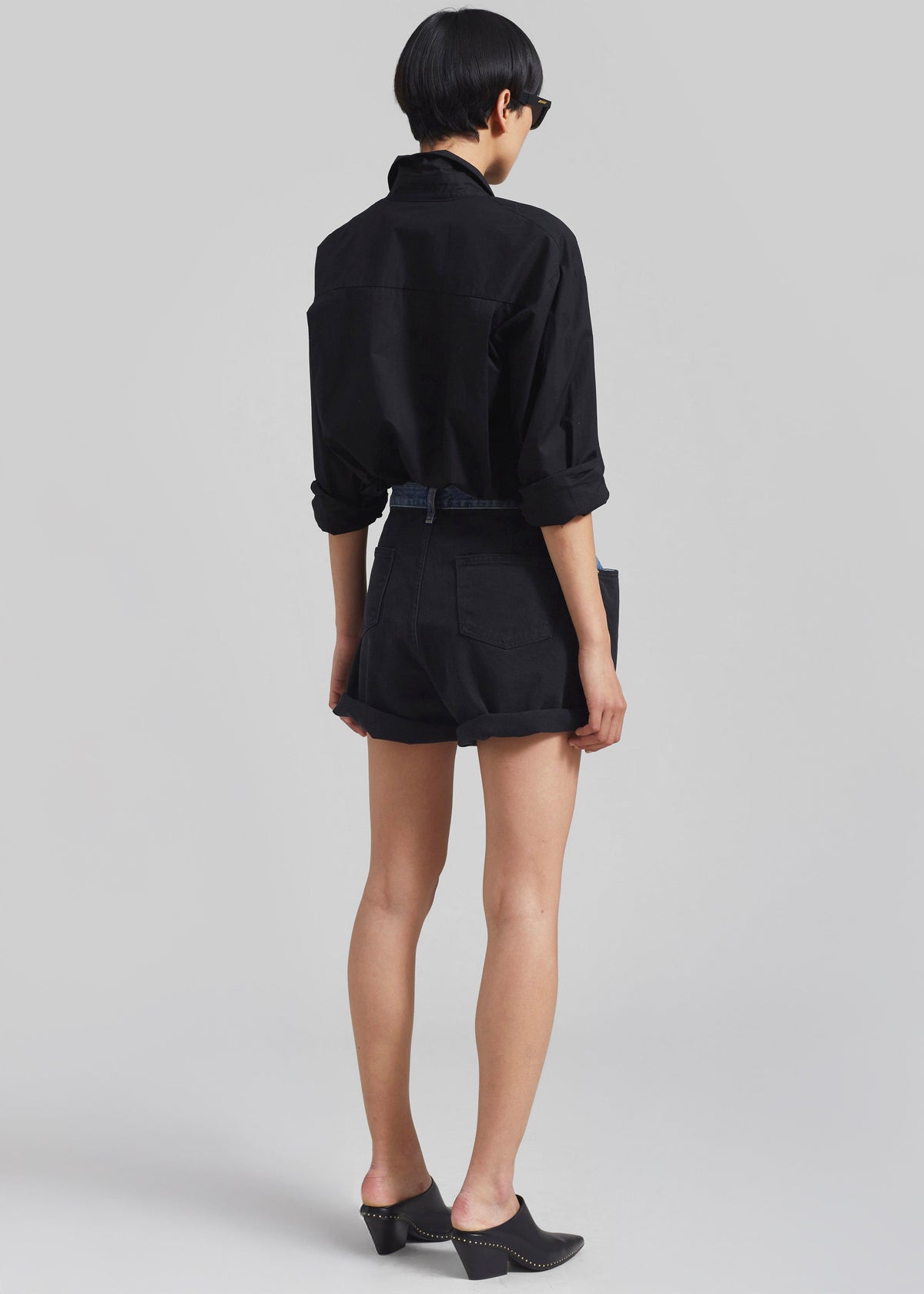 Hayla Contrast Denim Shorts - Black/Blue β view 7 of 8