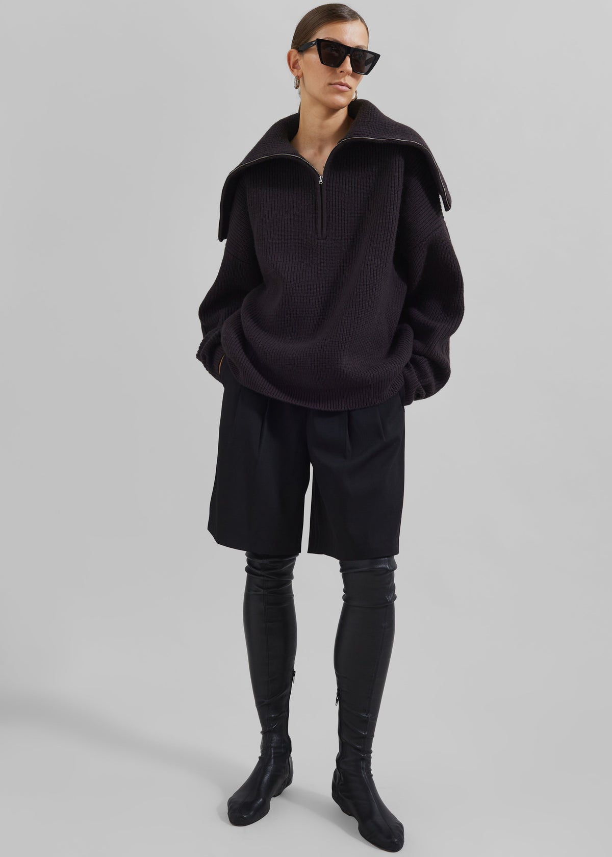Hazel Oversized Wool Jumper - Dark Plum β view 9 of 11