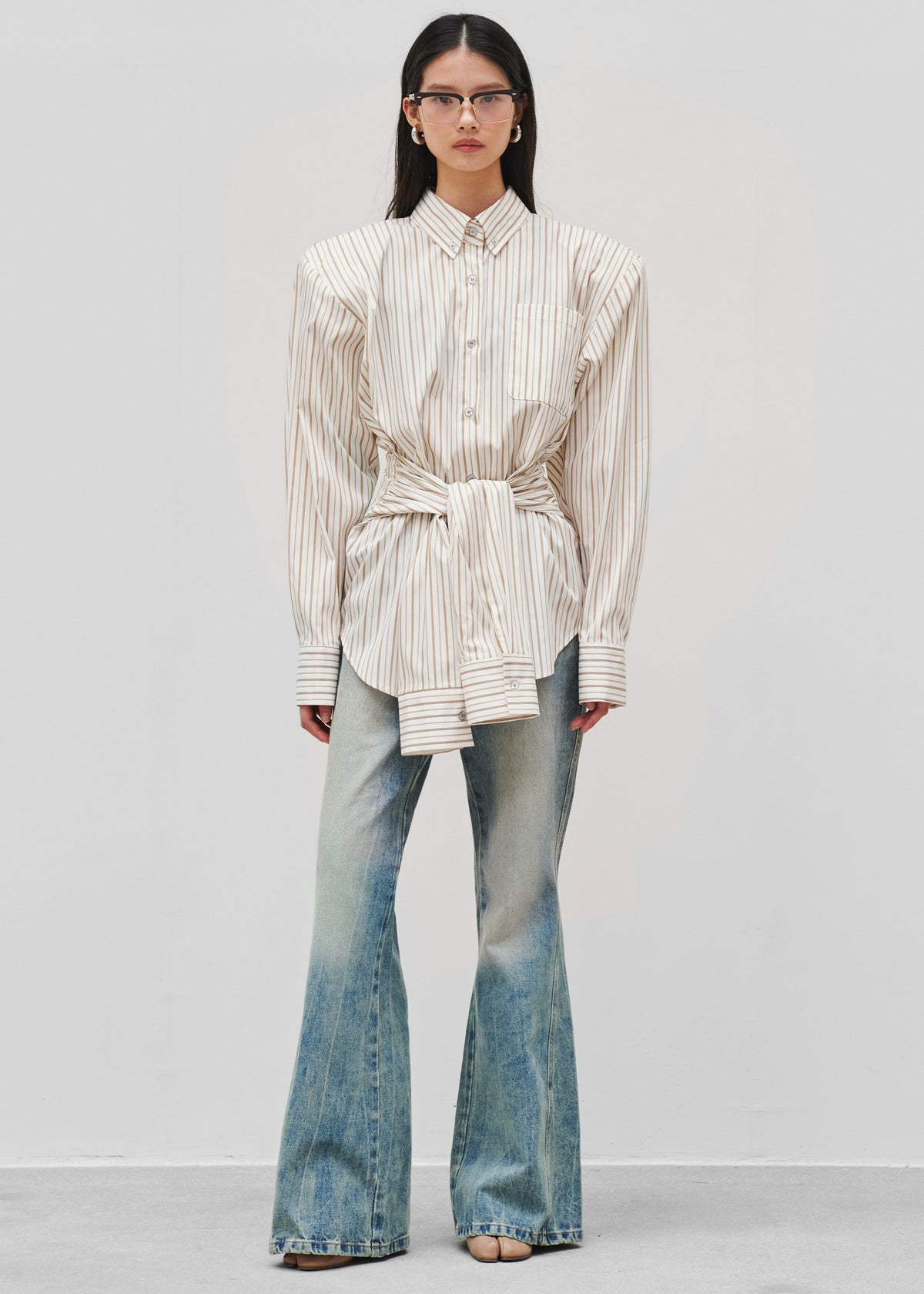 Heaton Double-Sleeve Padded Shirt - White/Brown Stripe β view 7 of 11