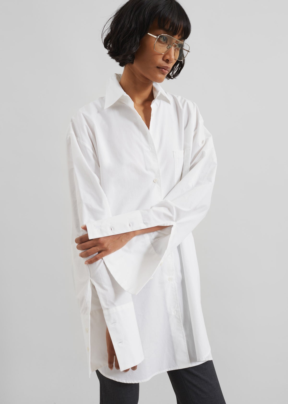 Helen Organic Cotton Long Shirt - White β view 1 of 7
