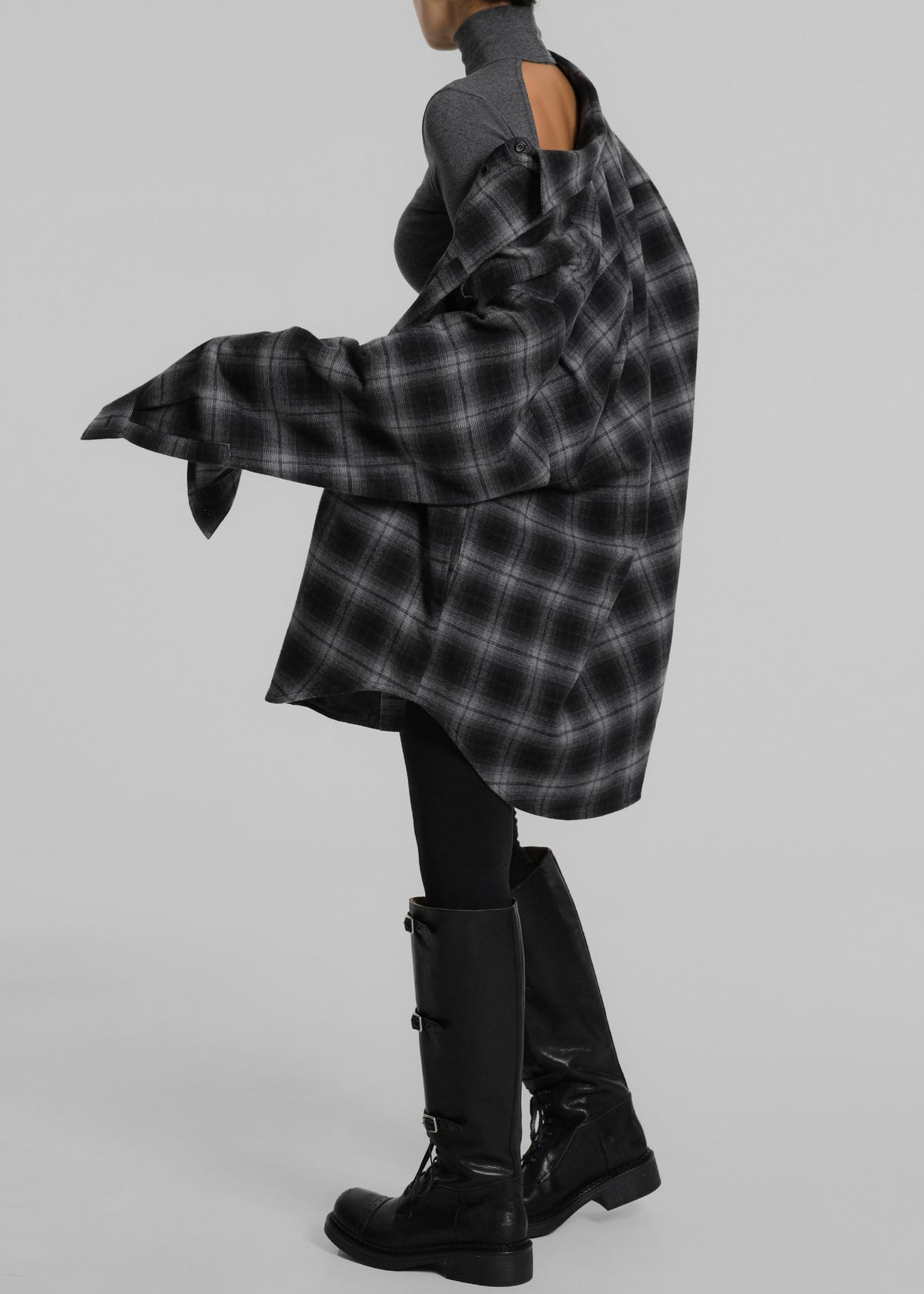 Helka Flannel Quilted Shirt - Charcoal β view 11 of 13