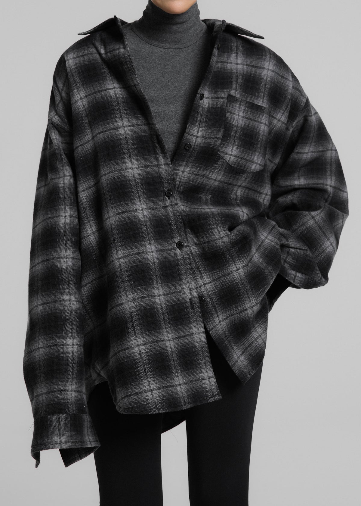 Helka Flannel Quilted Shirt - Charcoal β view 3 of 13