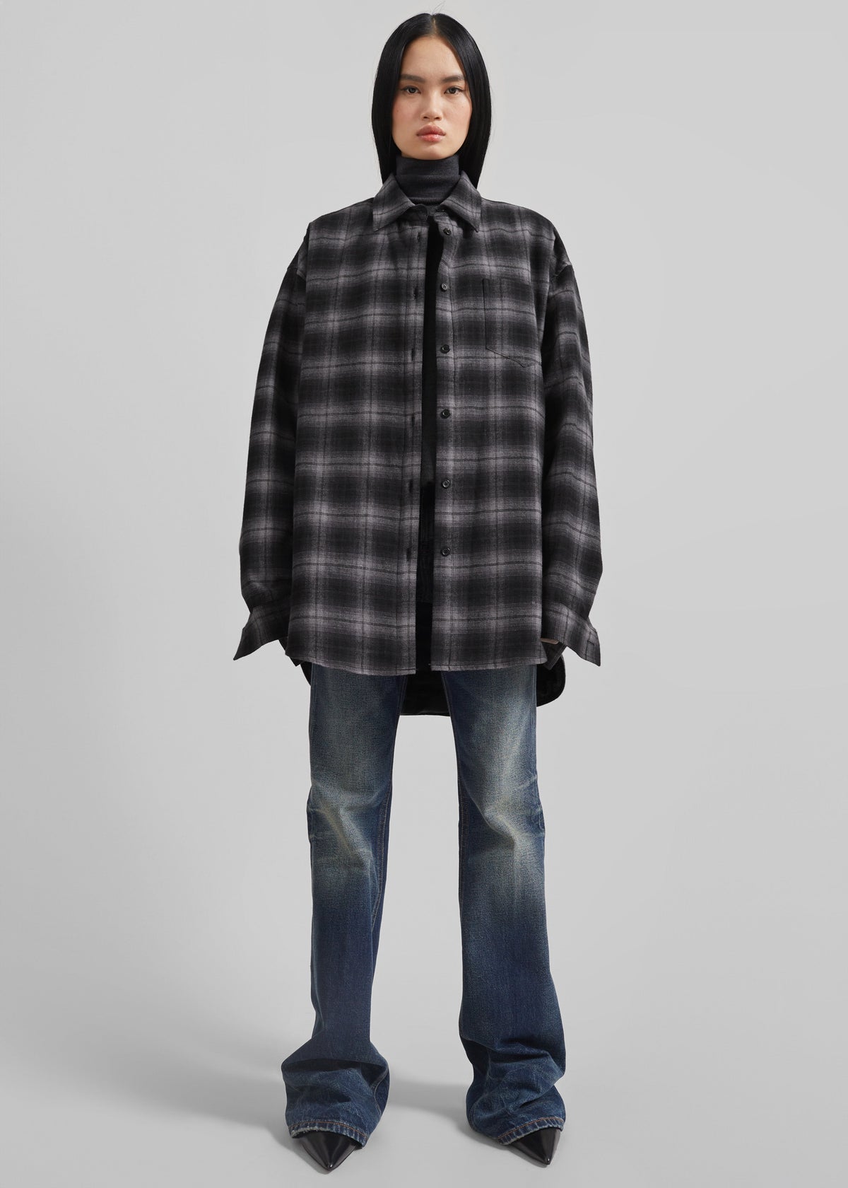 Helka Flannel Quilted Shirt - Charcoal β view 4 of 13