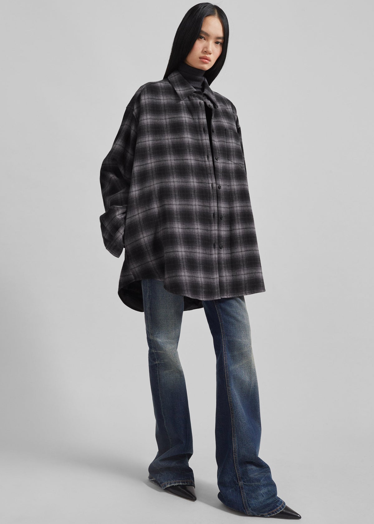 Helka Flannel Quilted Shirt - Charcoal β view 1 of 13