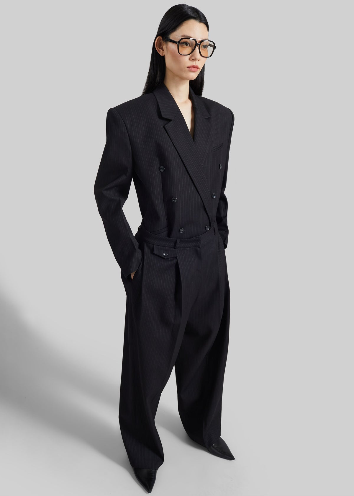 Helmond Double-Breasted Blazer - Black Multi Stripe β view 6 of 8