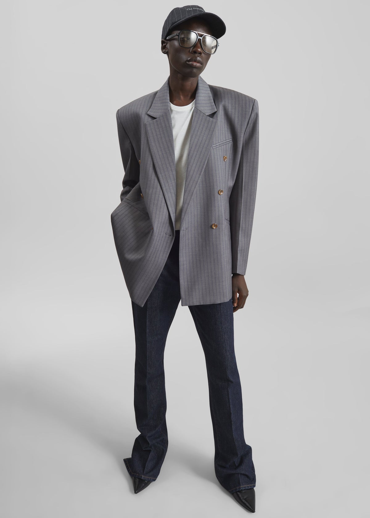 Helmond Double-Breasted Blazer - Grey Multi Stripe β view 5 of 9