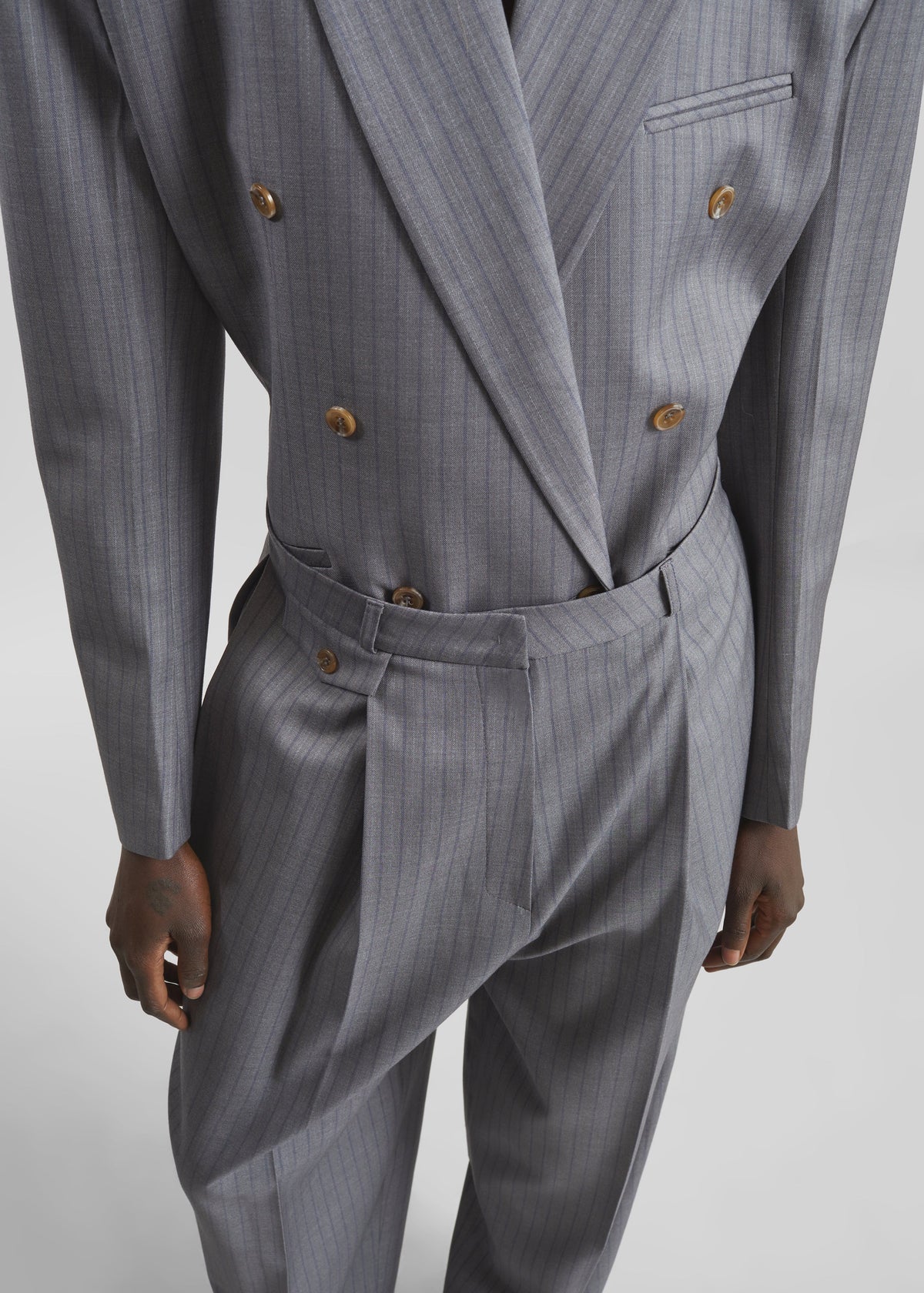 Helmond Double-Breasted Blazer - Grey Multi Stripe β view 8 of 9
