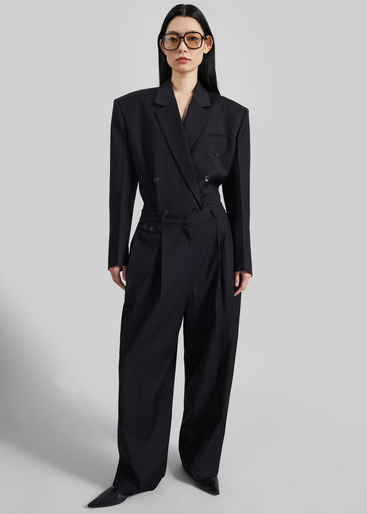 Helmond Pleated Trousers - Black Multi Stripe β view 5 of 9