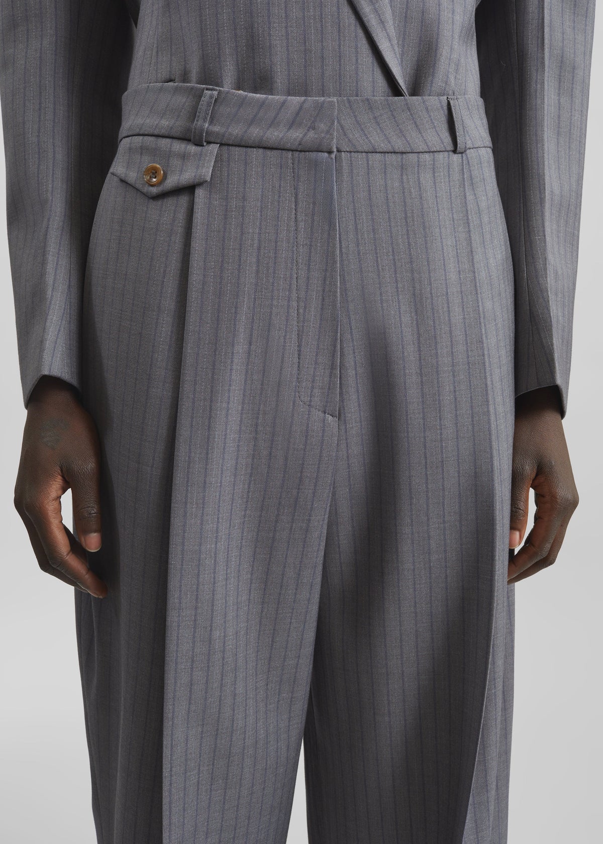 Helmond Pleated Trousers - Grey Multi Stripe β view 3 of 8