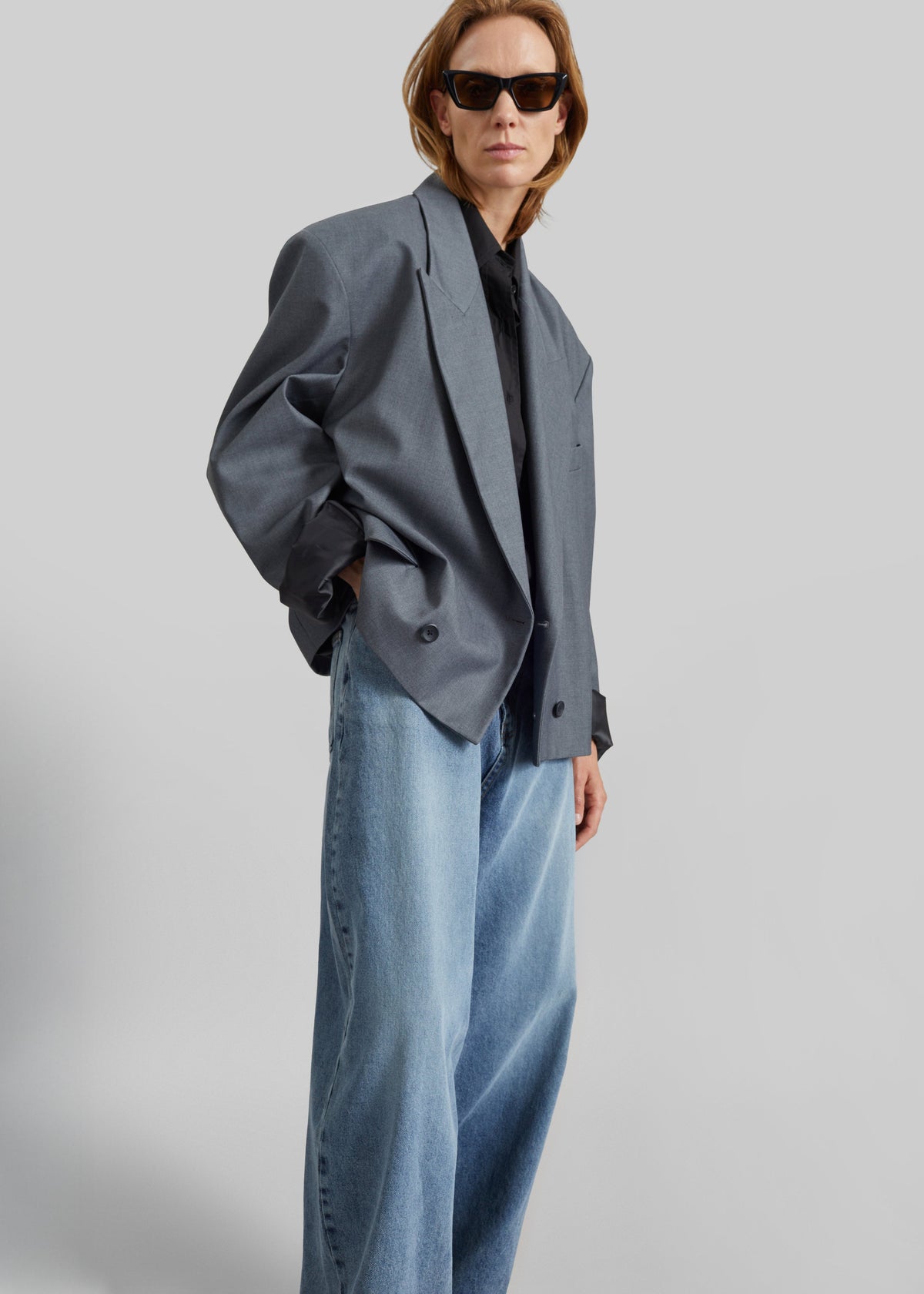 Helna Boxy Cropped Blazer - Grey β view 4 of 8