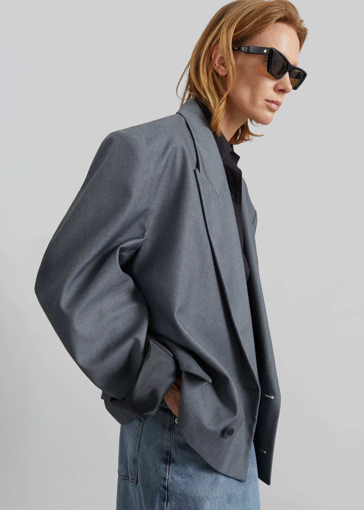 Helna Boxy Cropped Blazer - Grey β view 3 of 8