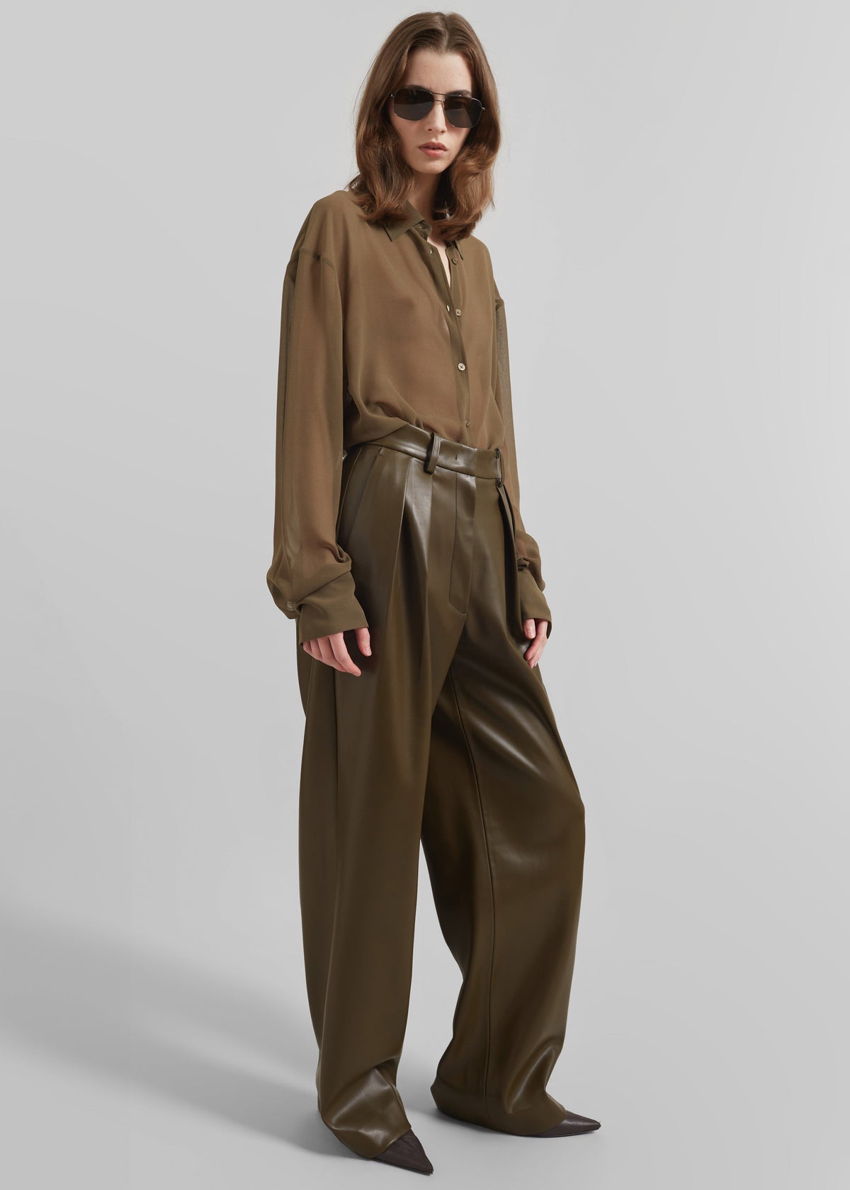 Helsinki Faux Leather Pants - Olive β view 7 of 9