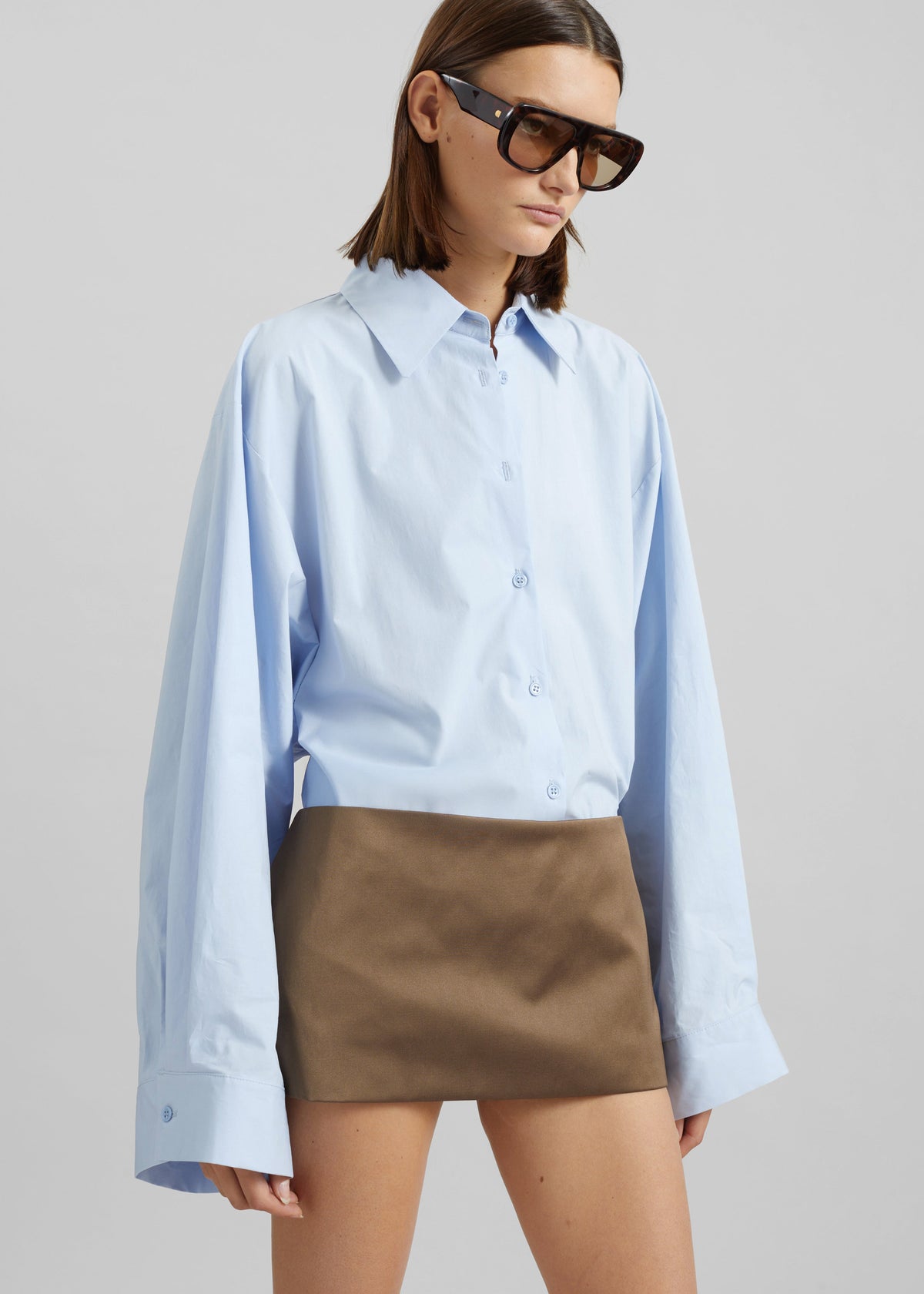 Hera Satin Mini Skirt - Brown – view 9 of 11