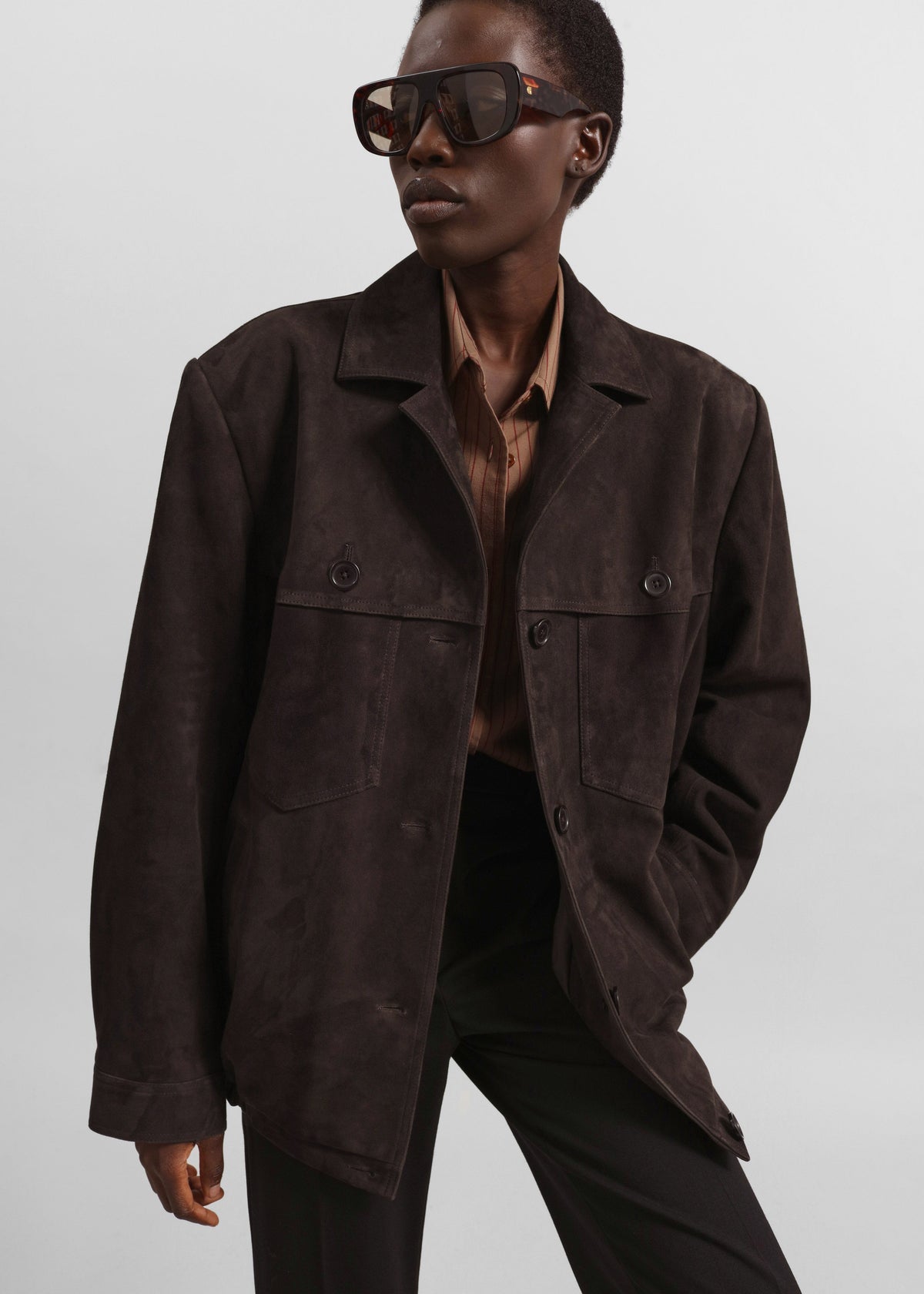 Hester Faux Suede Jacket - Brown β view 1 of 7