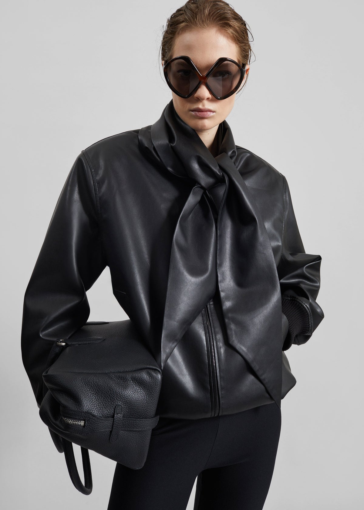 Hirson Faux Leather Scarf Jacket - Black β view 5 of 7