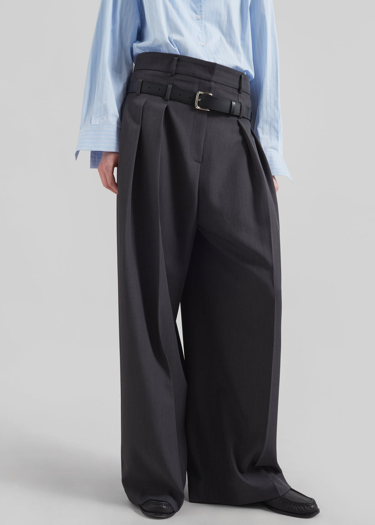 Hobart Double Belt Loop Trousers - Dark Grey β view 5 of 8