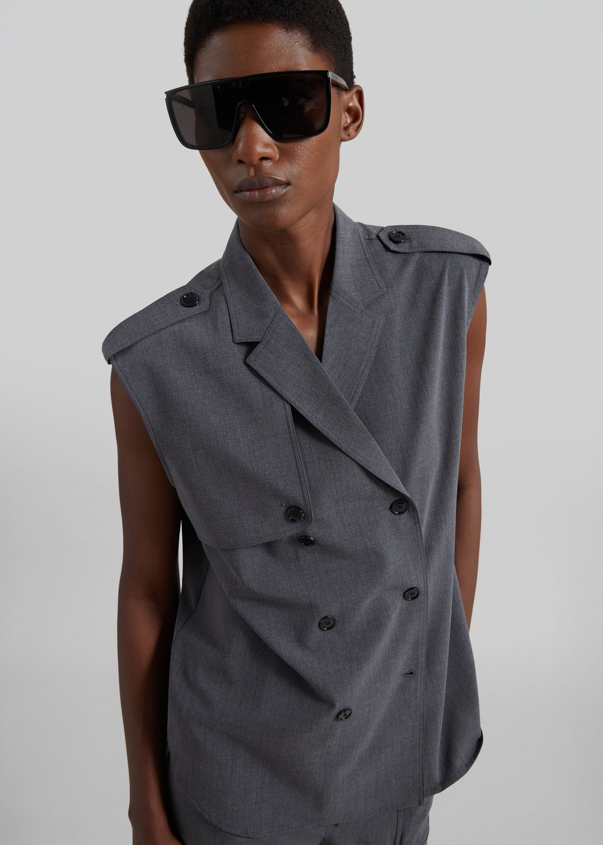 Holborn Double-Breasted Vest - Grey Melange β view 1 of 9