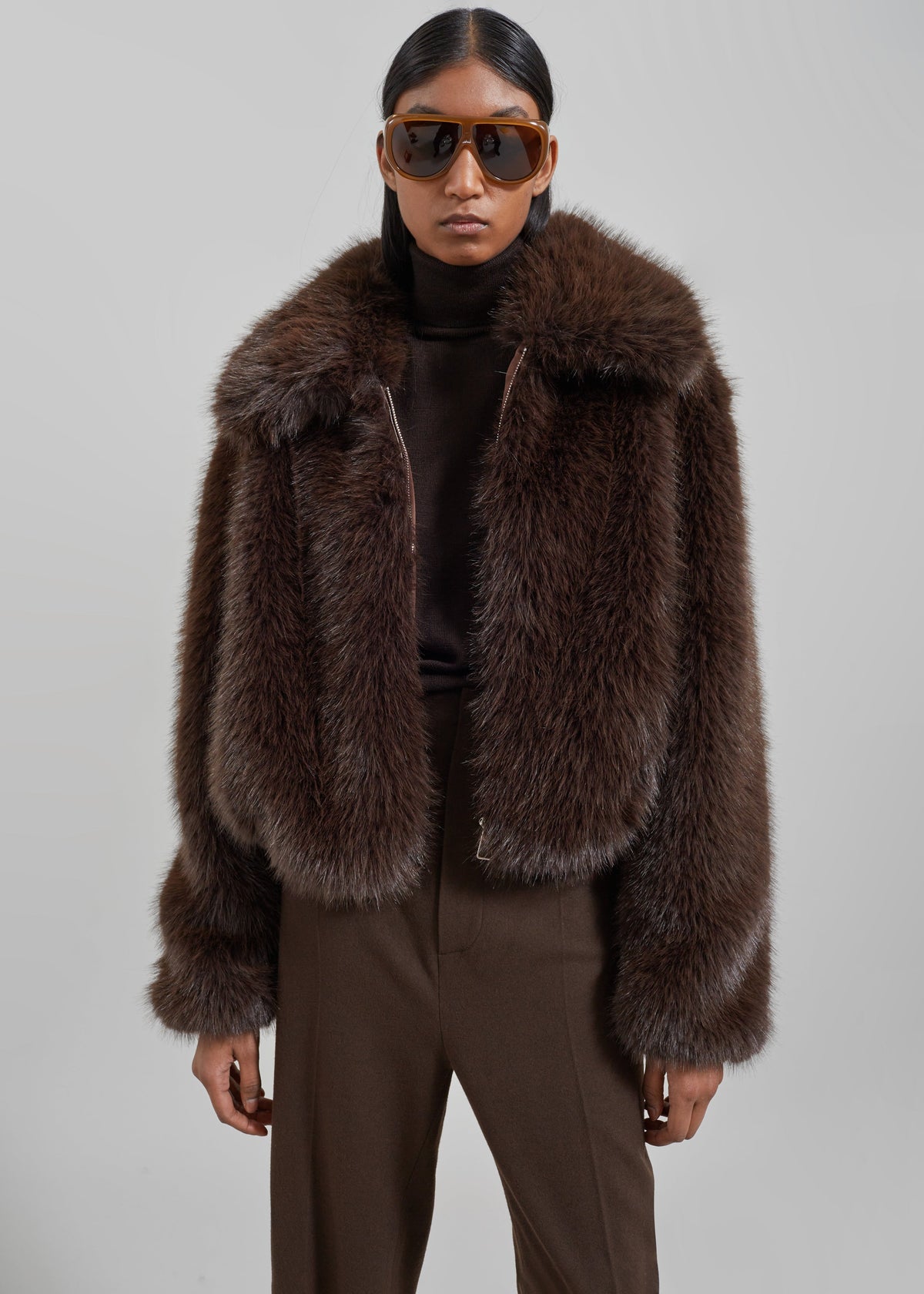 Hope Faux Fur Jacket - Brown β view 1 of 8