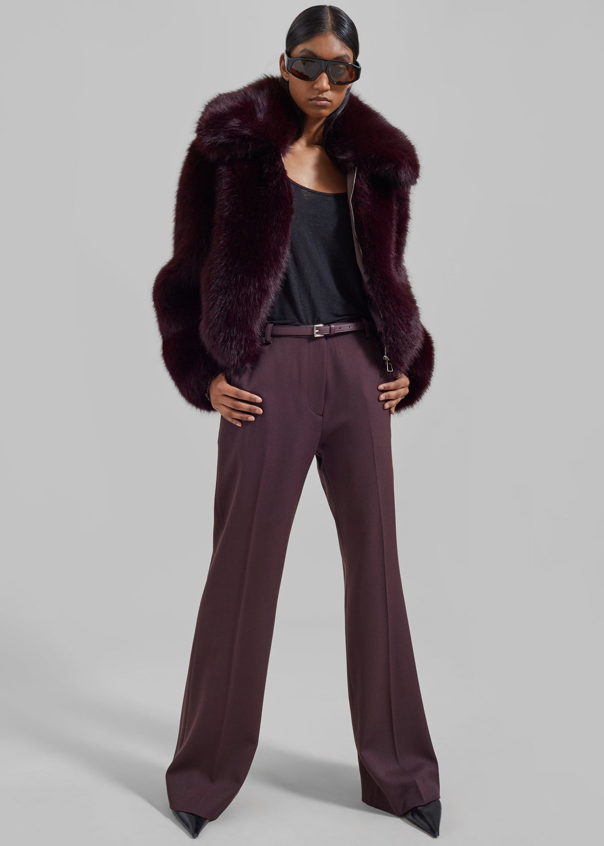 Hope Faux Fur Jacket - Dark Plum β view 4 of 9