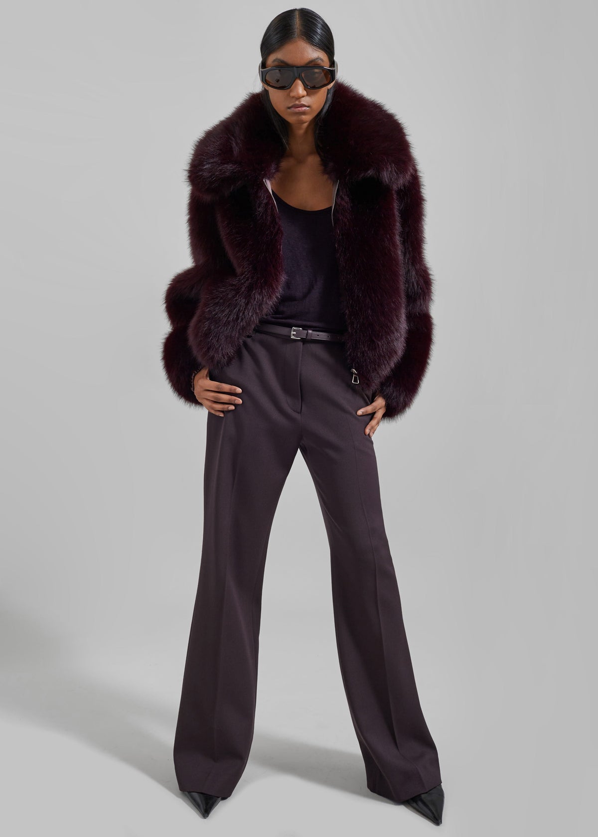 Hope Faux Fur Jacket - Dark Plum β view 1 of 9