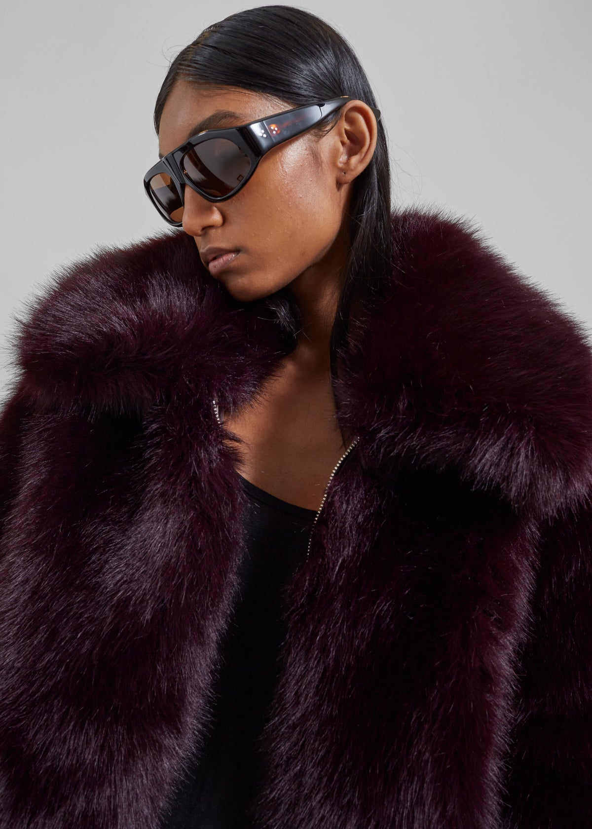Hope Faux Fur Jacket - Dark Plum β view 5 of 9