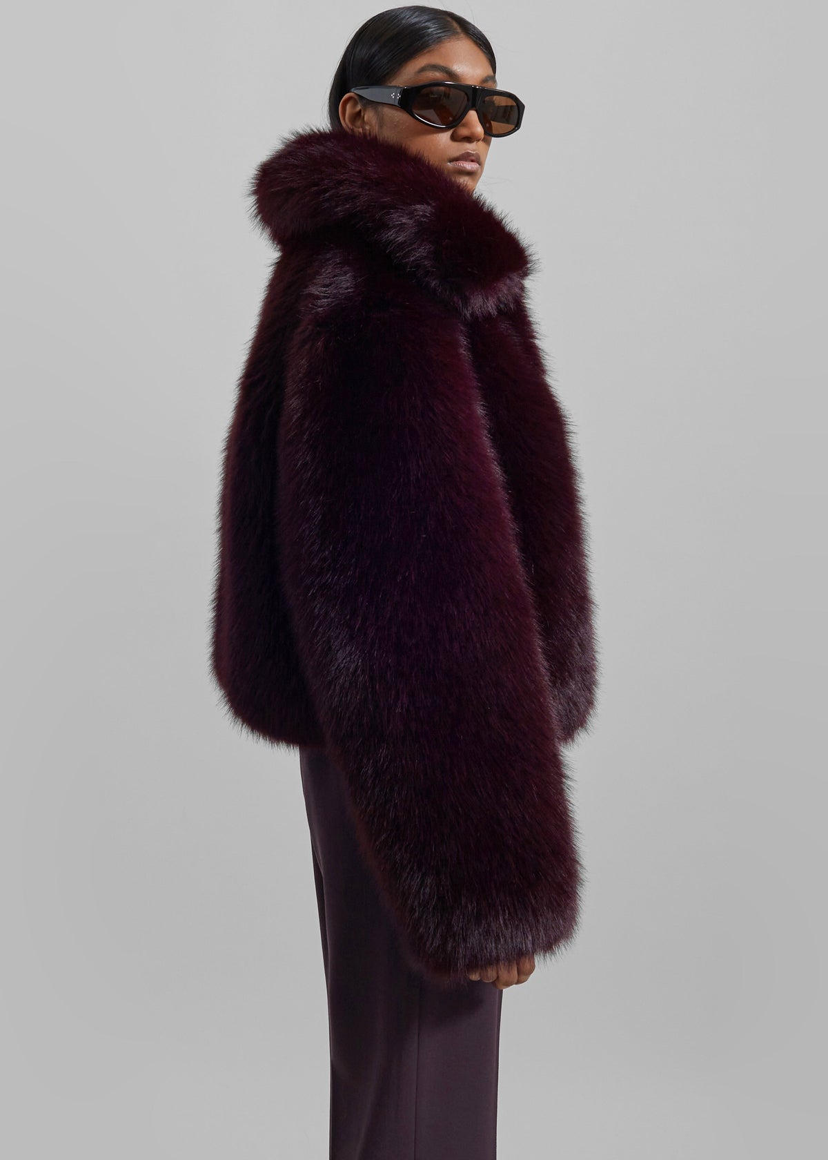 Hope Faux Fur Jacket - Dark Plum β view 6 of 9