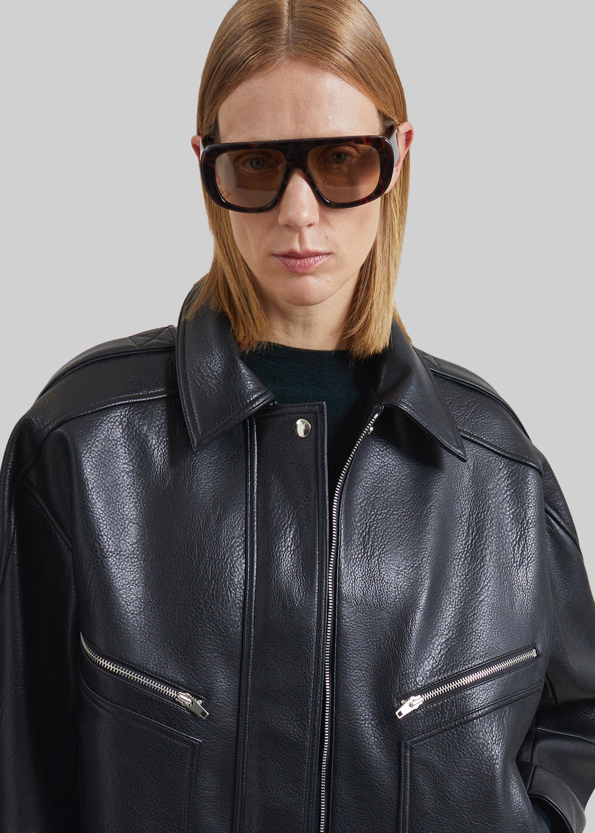 Hudson Faux Leather Bomber Jacket - Black β view 5 of 7