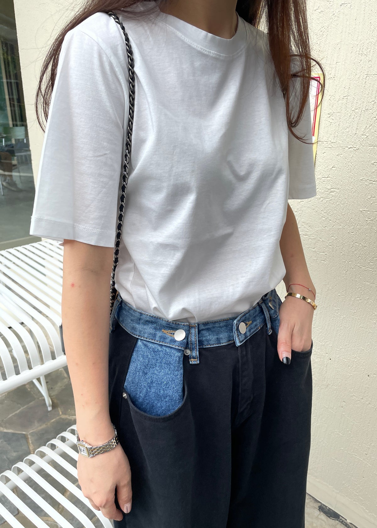 Hayla Contrast Denim Pants - Black β view 2 of 9