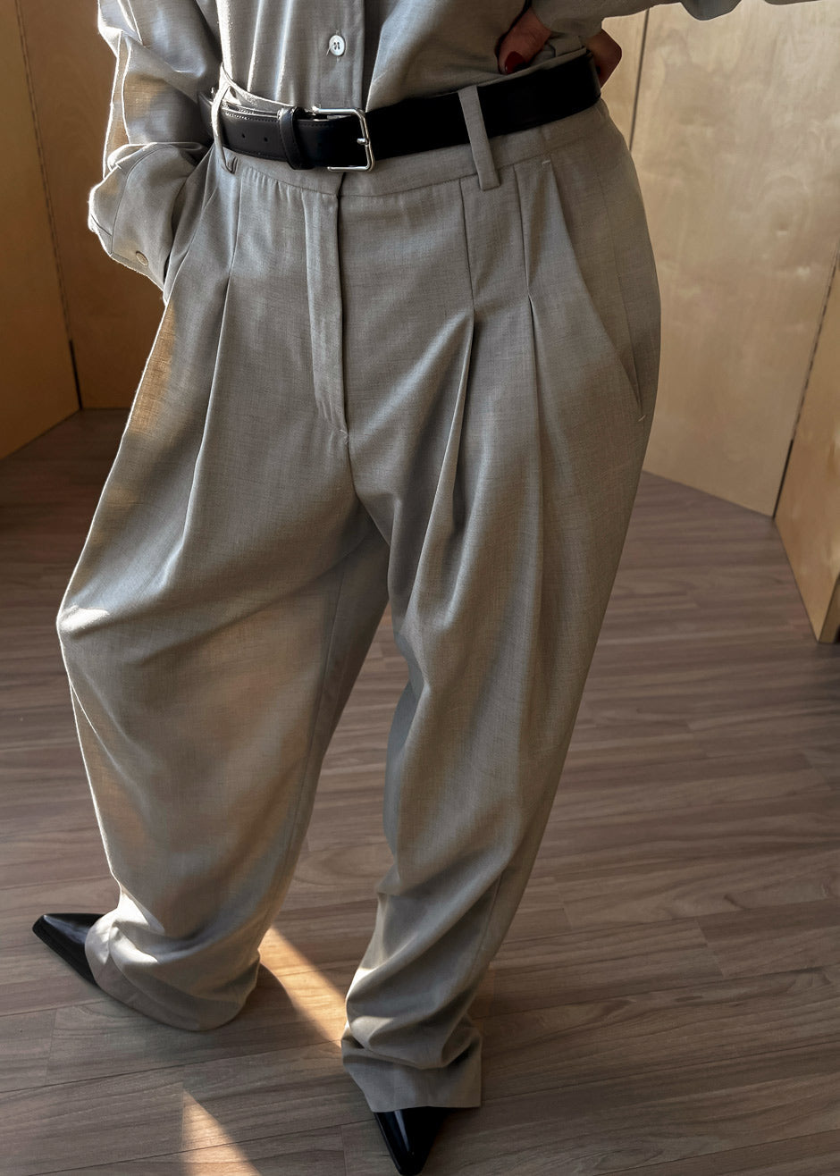 Gelso Pleated Trousers - Light Taupe Melange β view 8 of 15