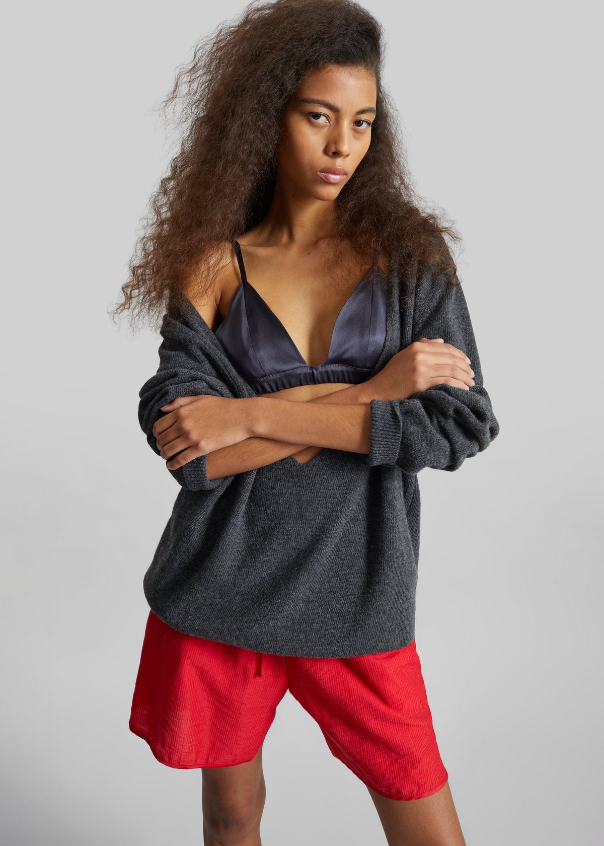 Issy Deep V-Neck Pullover - Dark Grey β view 4 of 8