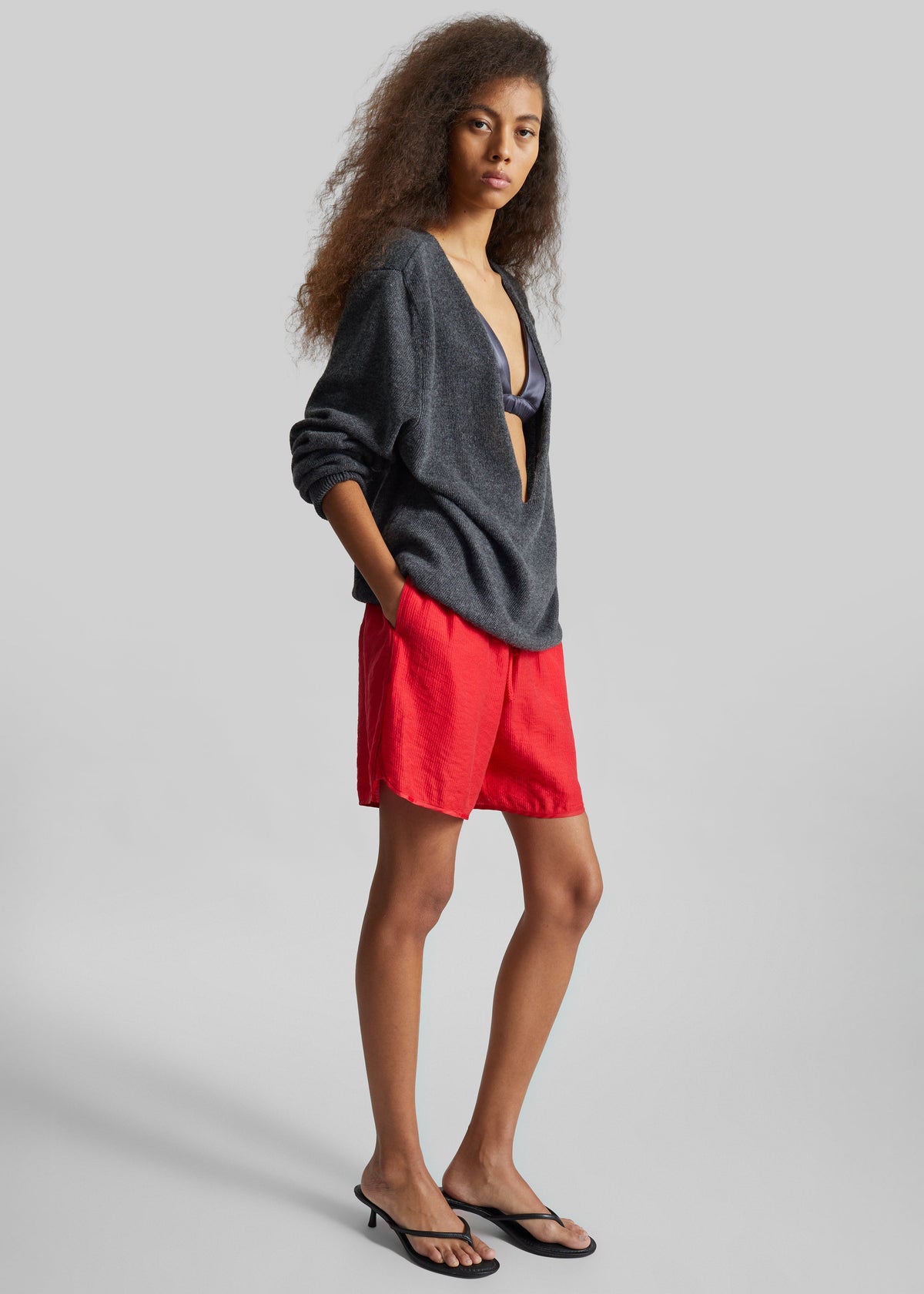 Issy Deep V-Neck Pullover - Dark Grey β view 8 of 8
