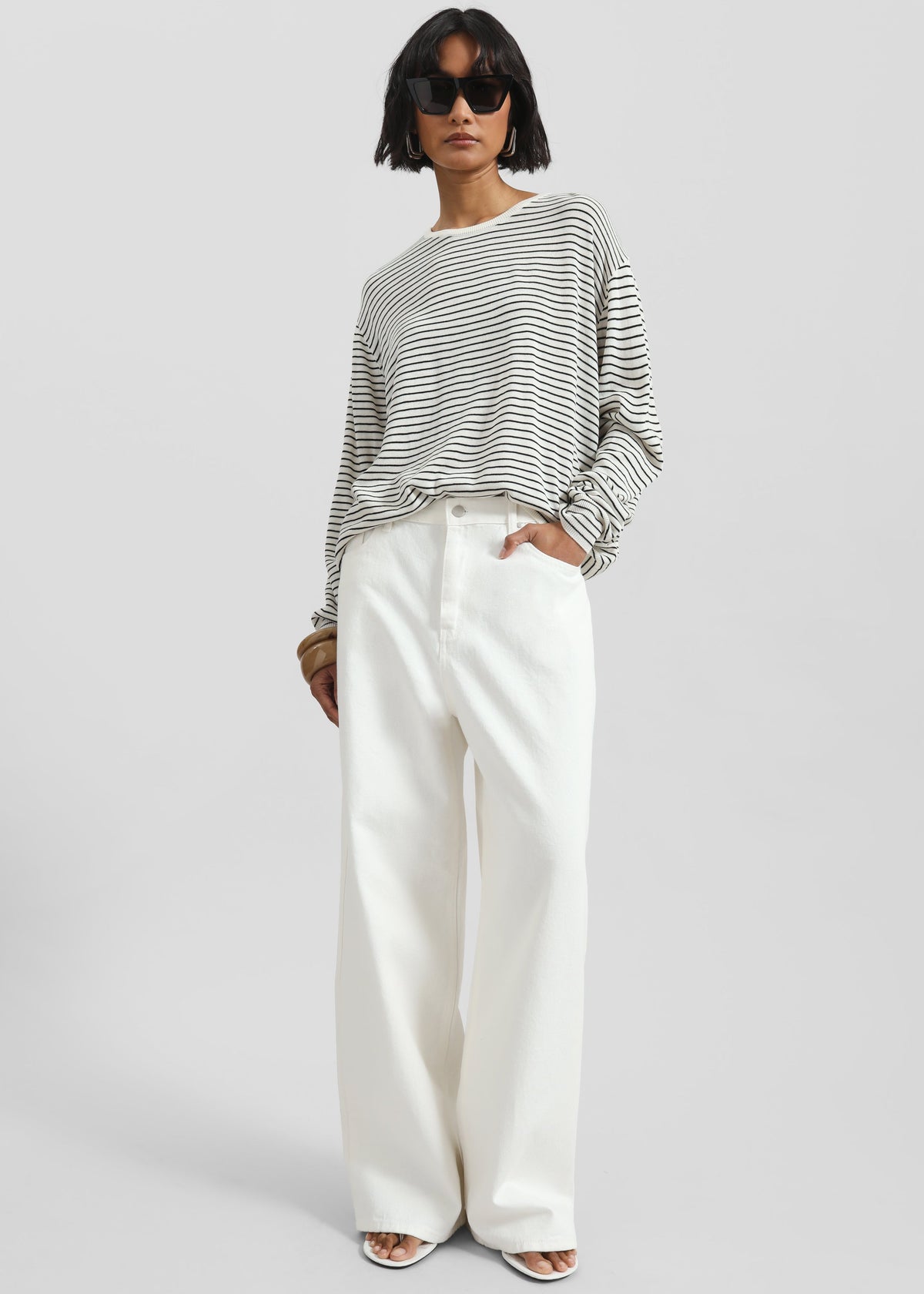Iven Knit Pullover - White/Black Stripe β view 7 of 9