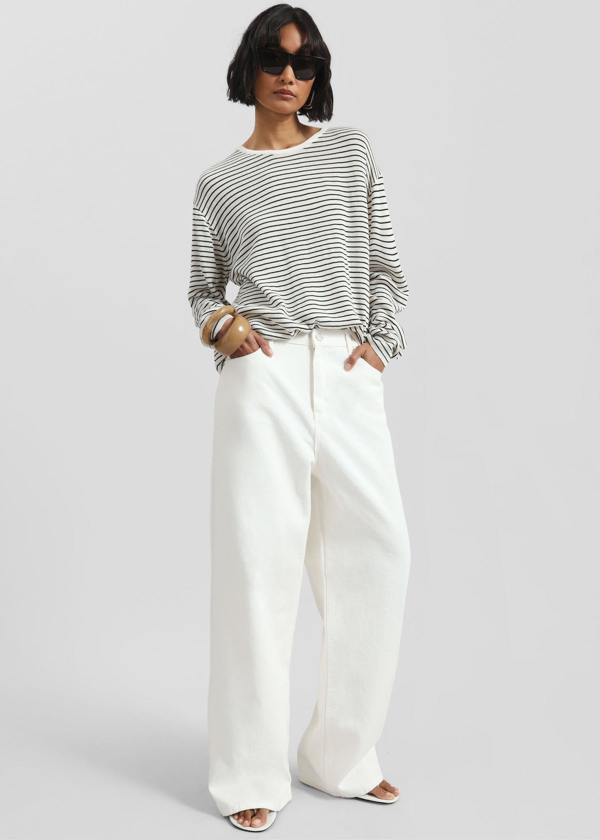 Iven Knit Pullover - White/Black Stripe β view 4 of 9