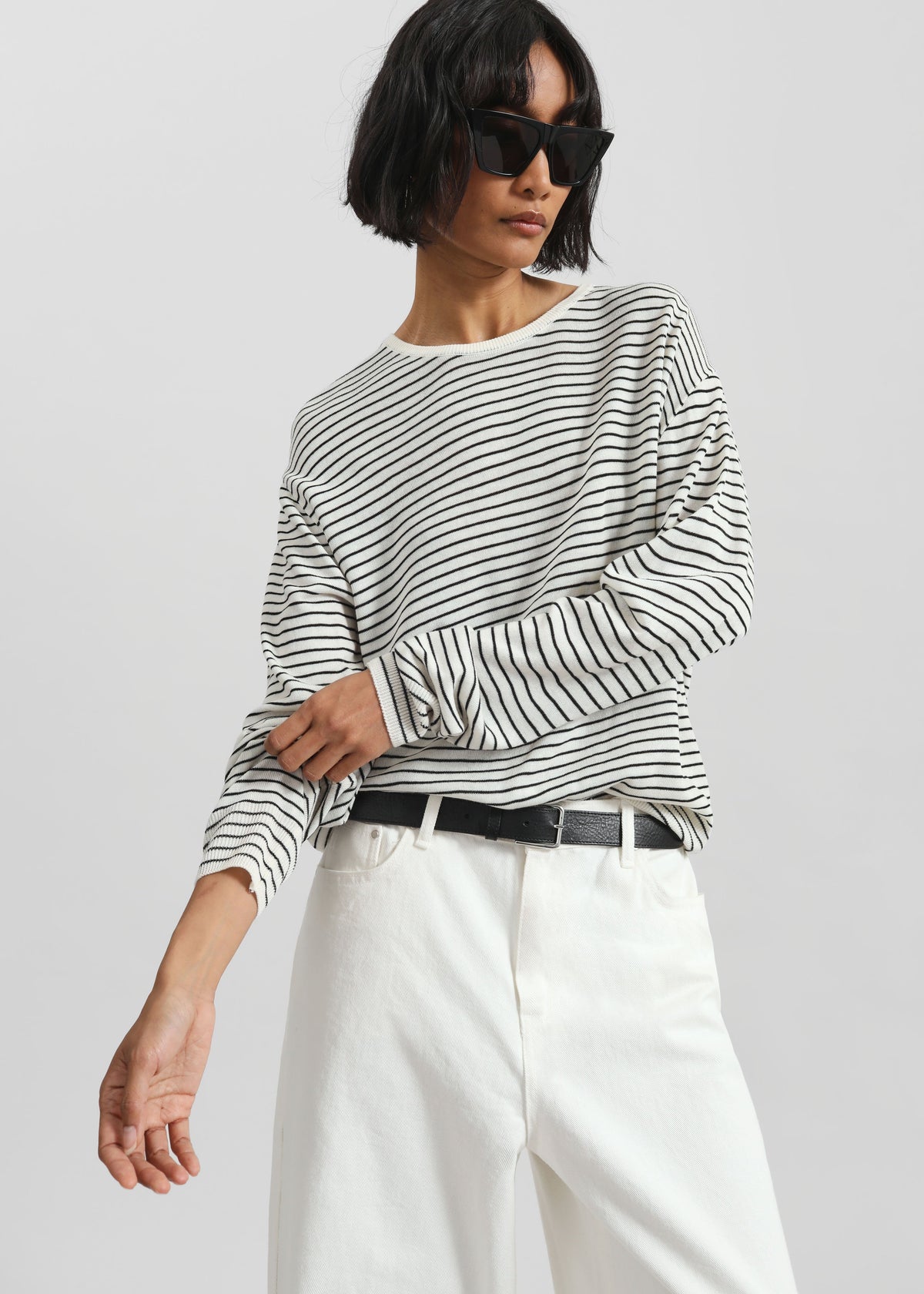 Iven Knit Pullover - White/Black Stripe β view 1 of 9