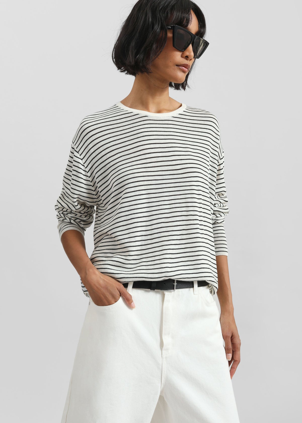 Iven Knit Pullover - White/Black Stripe β view 6 of 9