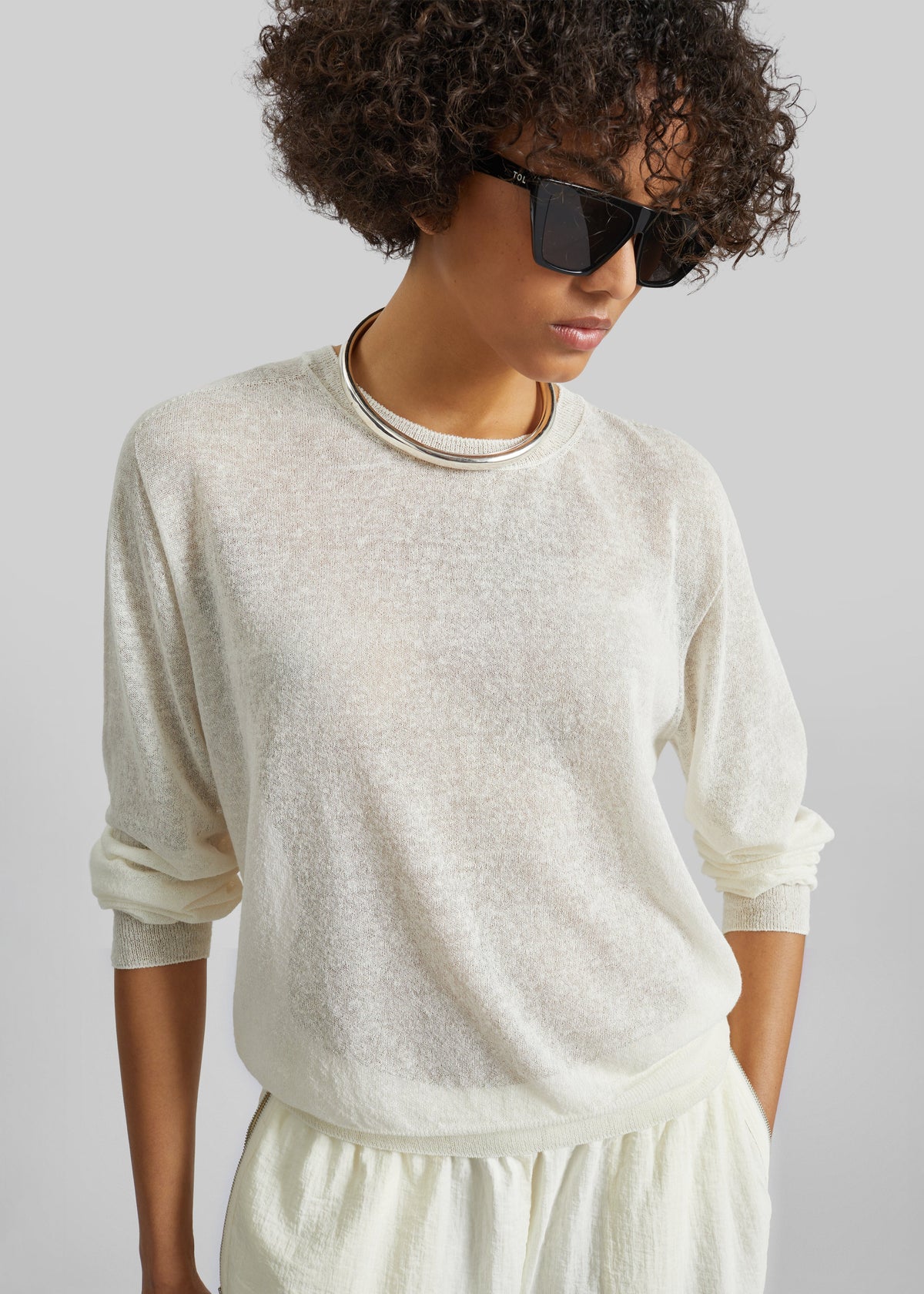 Ivrea Sheer Knit Top - Ivory β view 5 of 13