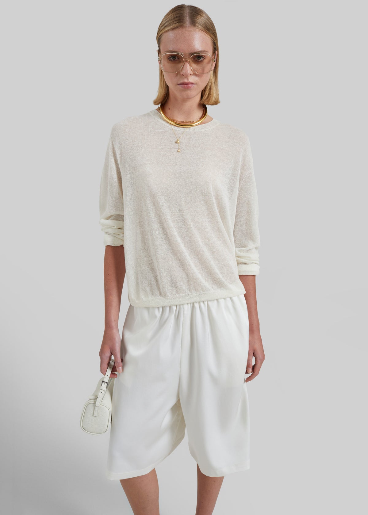 Ivrea Sheer Knit Top - Ivory β view 8 of 13