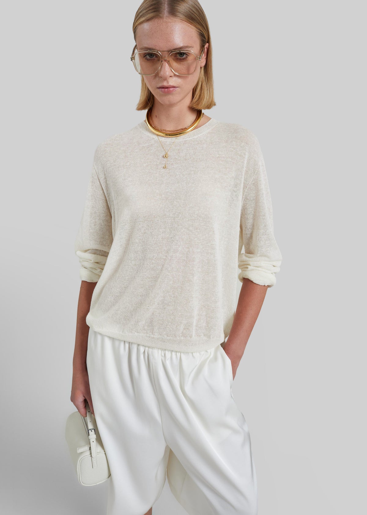 Ivrea Sheer Knit Top - Ivory β view 9 of 13