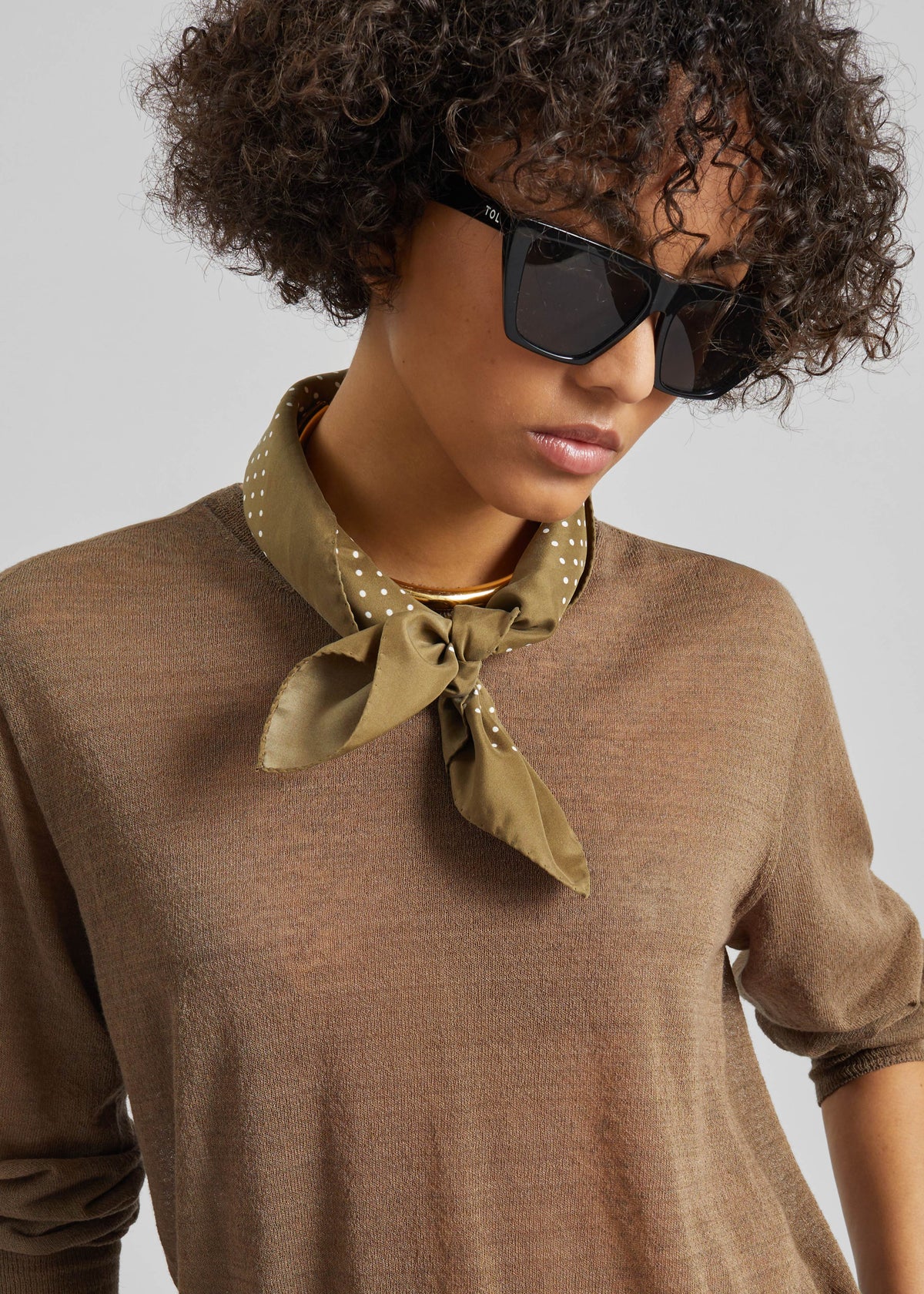 Ivrea Sheer Knit Top - Olive Brown β view 2 of 8