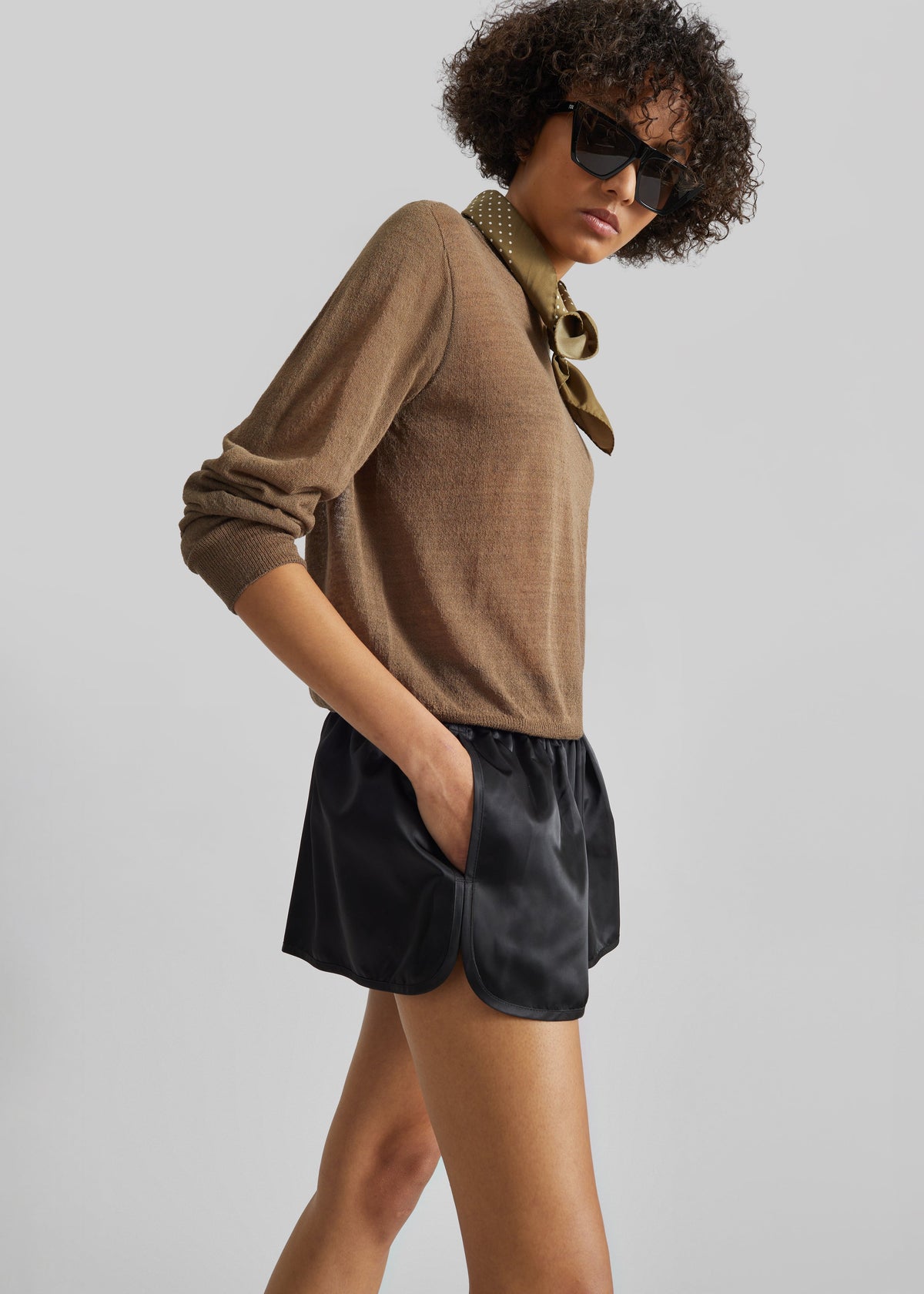 Ivrea Sheer Knit Top - Olive Brown β view 4 of 8