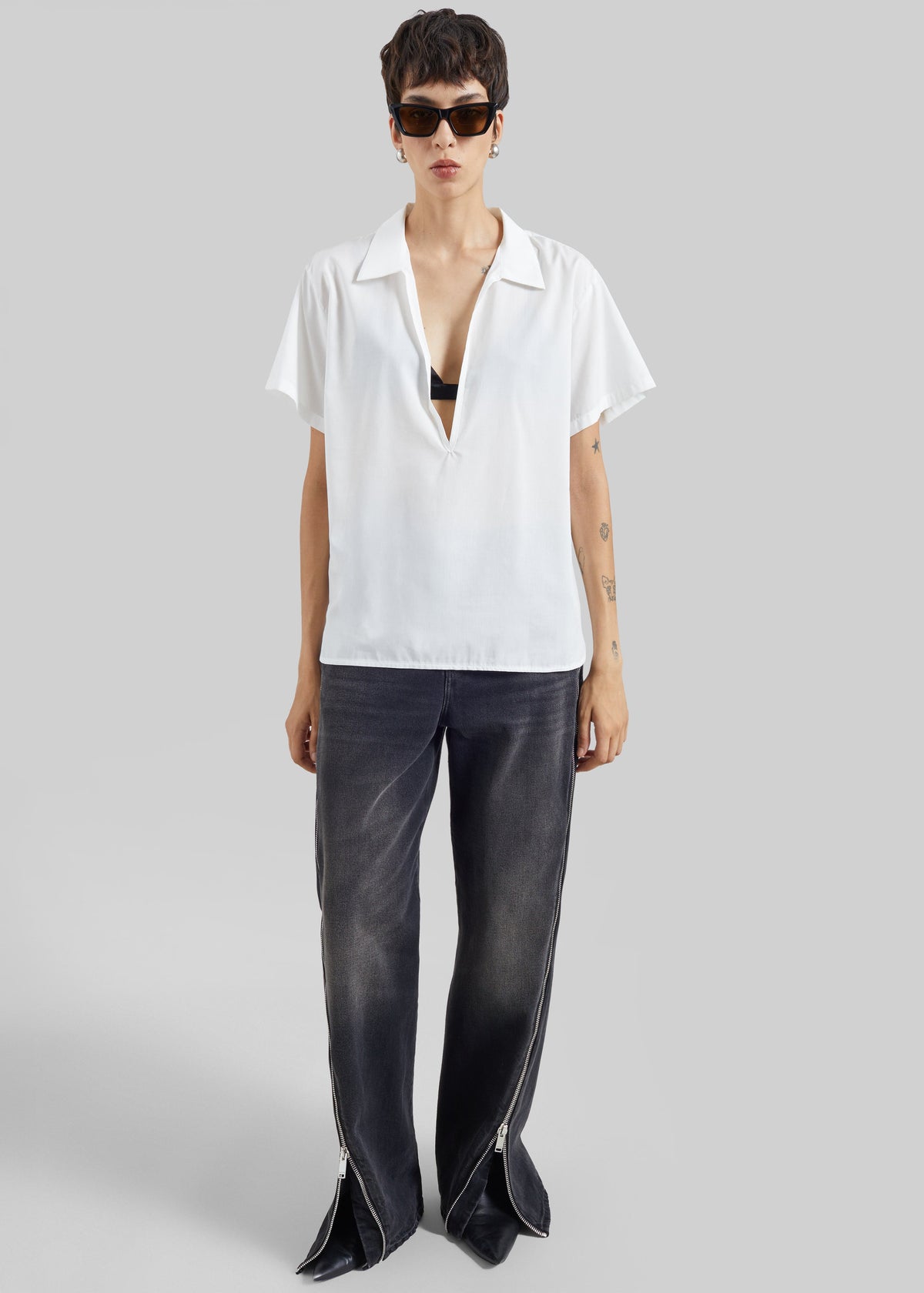 Izella Deep V Neck Shirt - White β view 3 of 6