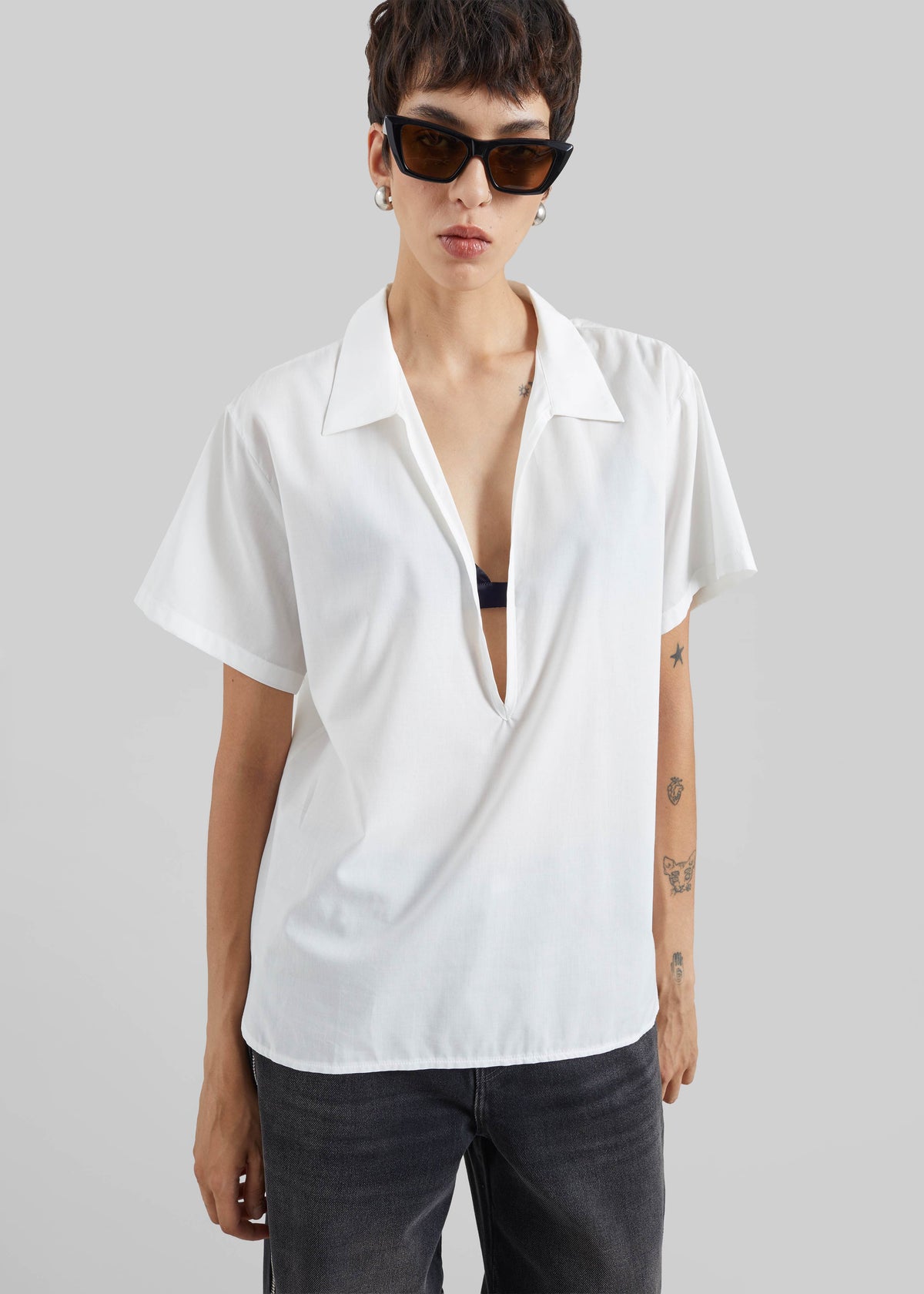 Izella Deep V Neck Shirt - White β view 4 of 6