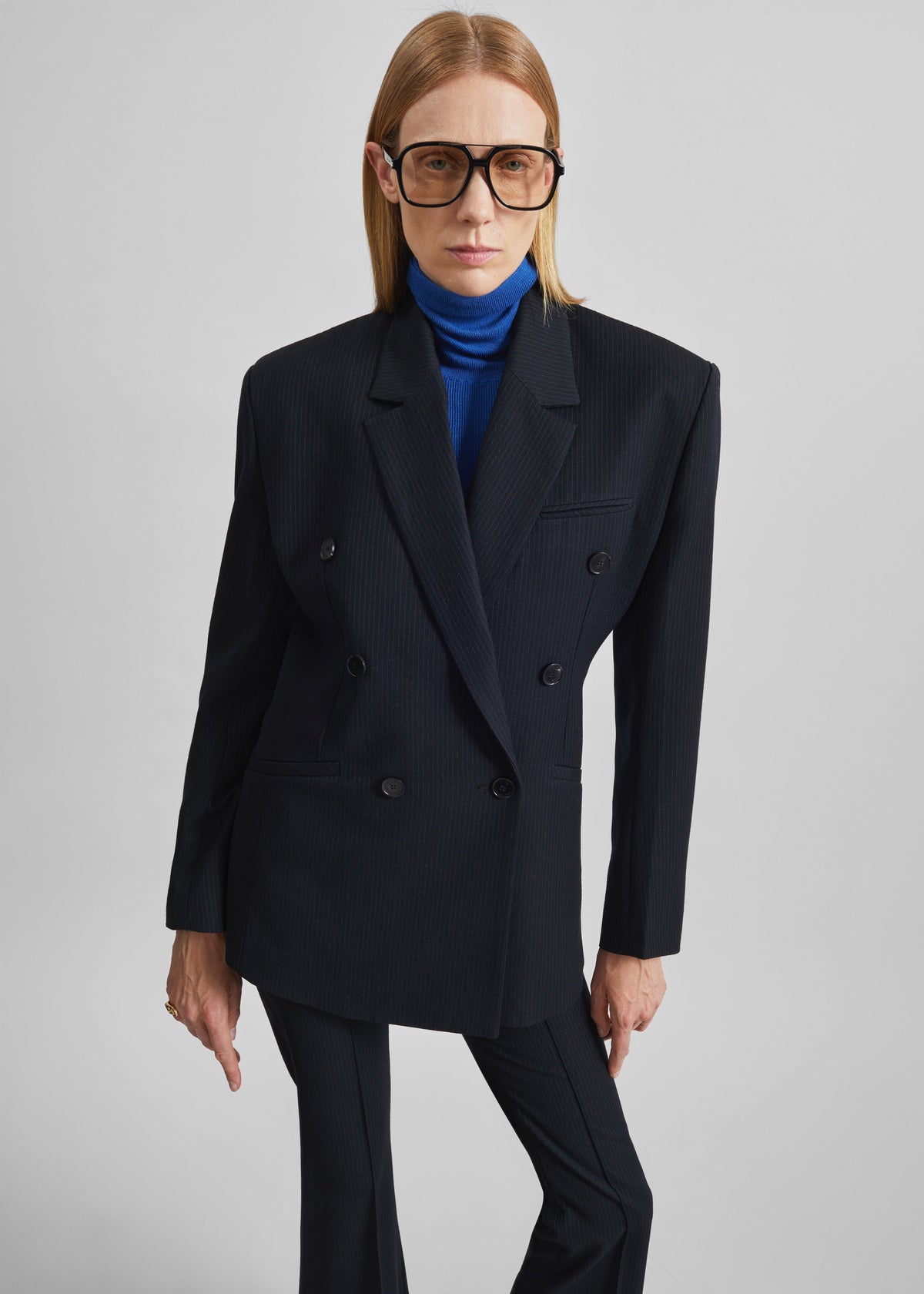 Jade Double-Breasted Blazer - Black/White Pinstripe β view 7 of 10