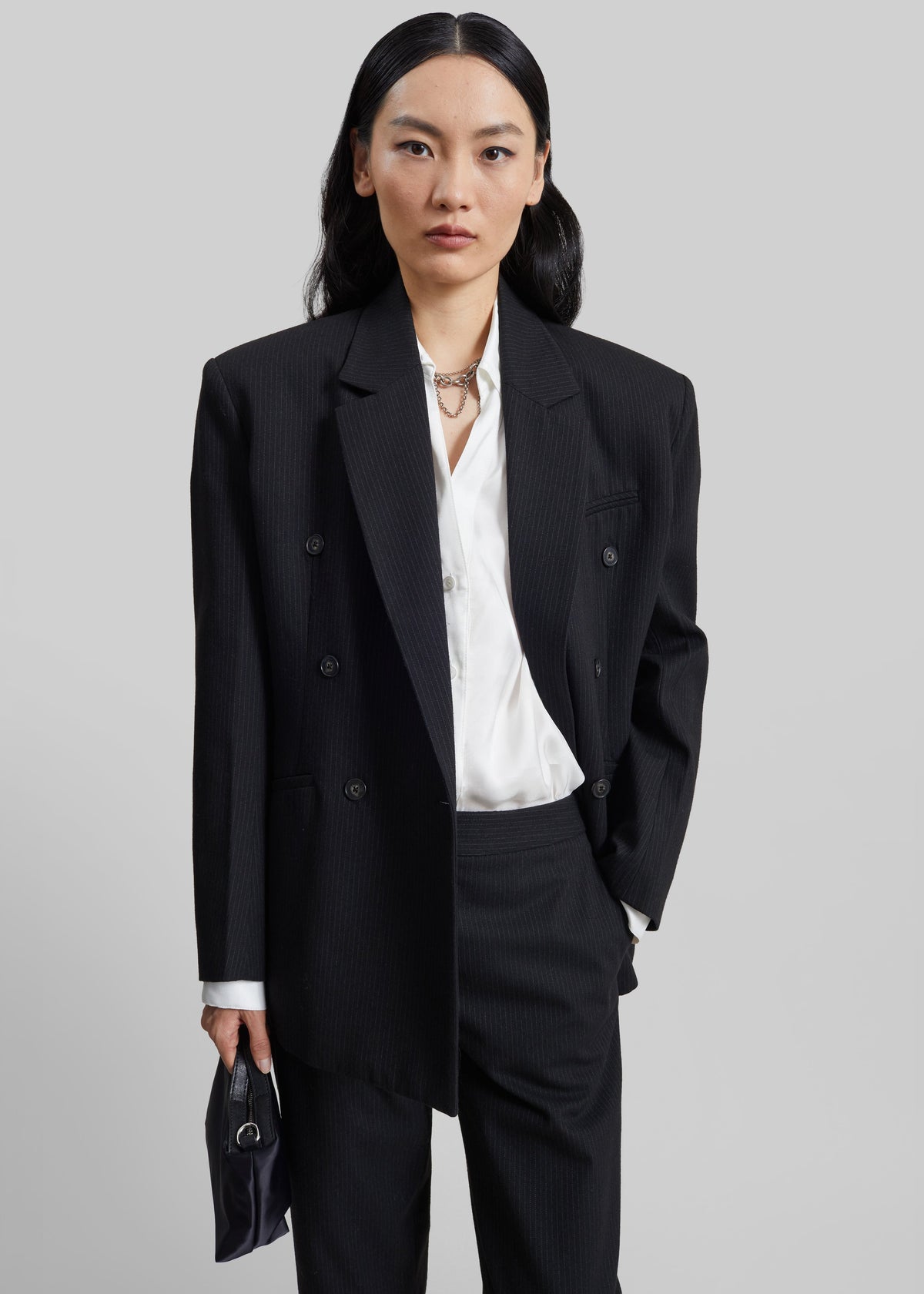 Jade Double-Breasted Blazer - Black/White Pinstripe β view 8 of 10
