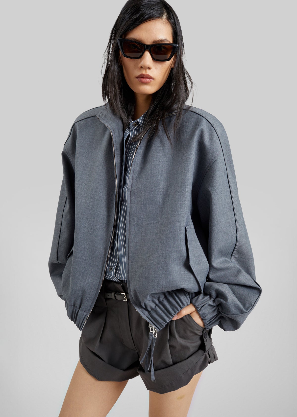 Jalen High Neck Jacket - Grey Melange β view 4 of 9
