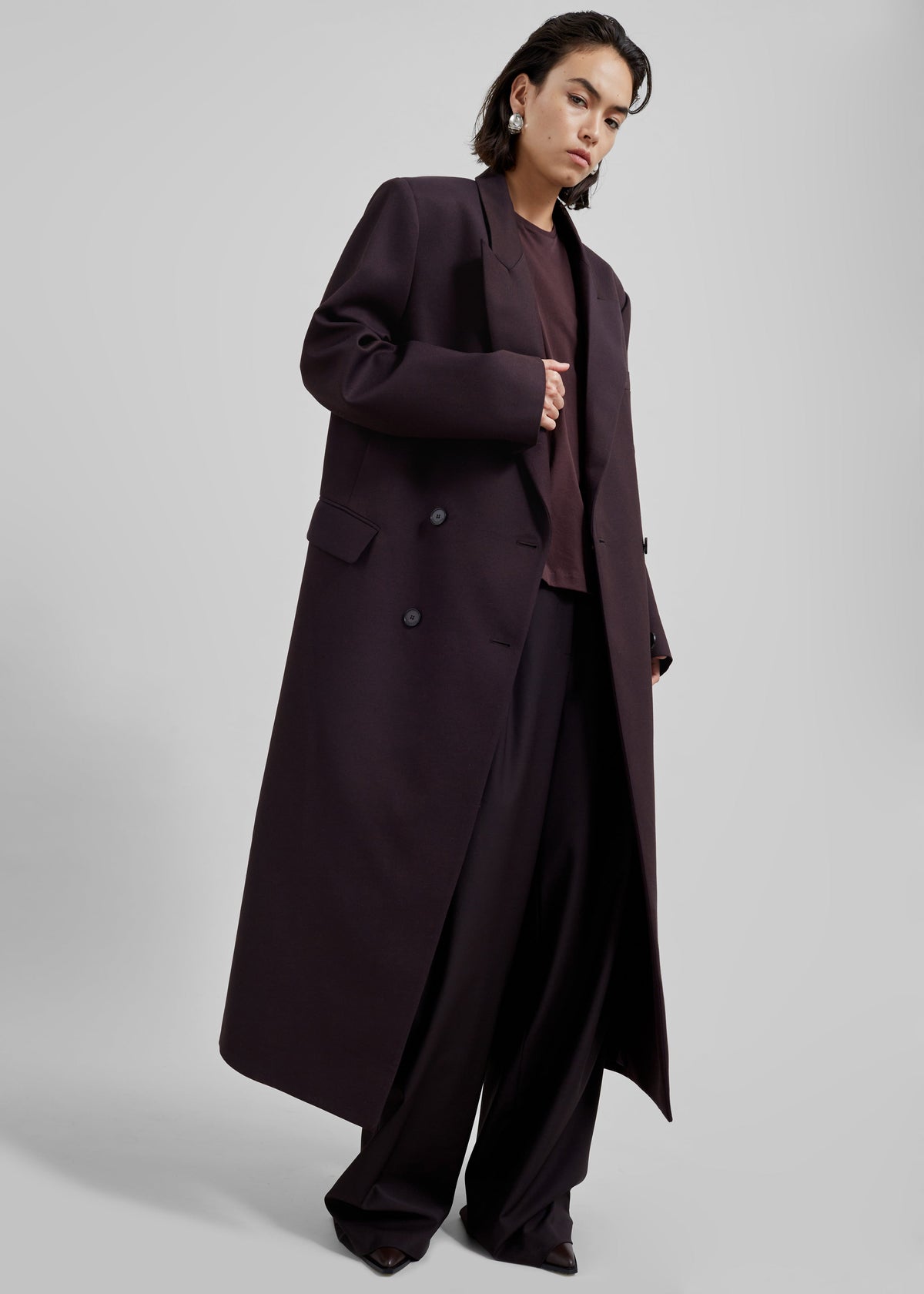 Jane Long Coat - Dark Plum β view 3 of 10