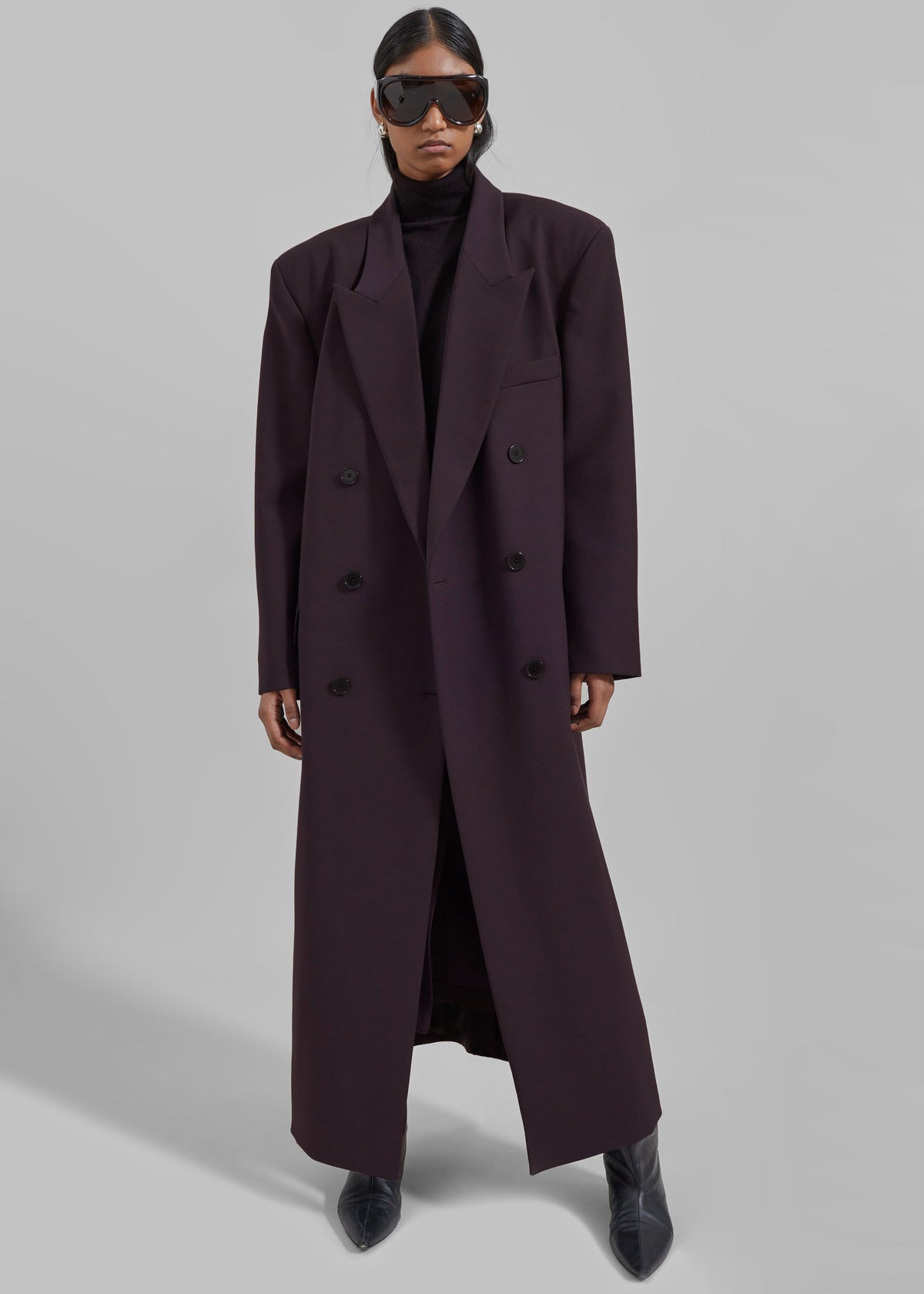 Jane Long Coat - Dark Plum β view 4 of 10